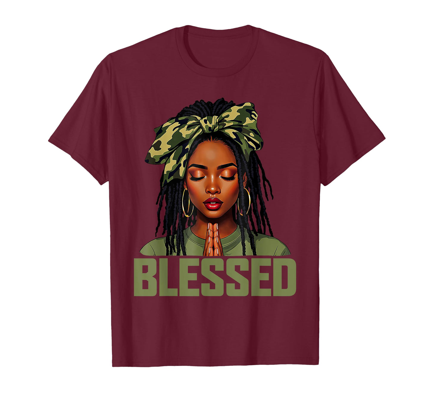 Blessed Black Woman Praying African Christian Camouflage T-Shirt