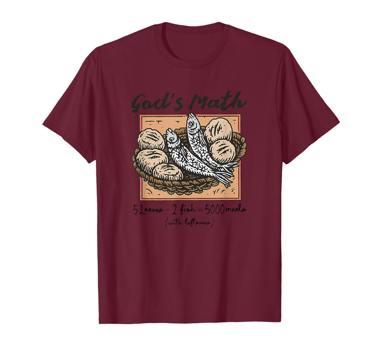 God's Math Loaves Fish Miracle Bible Verse Retro Christian T-Shirt