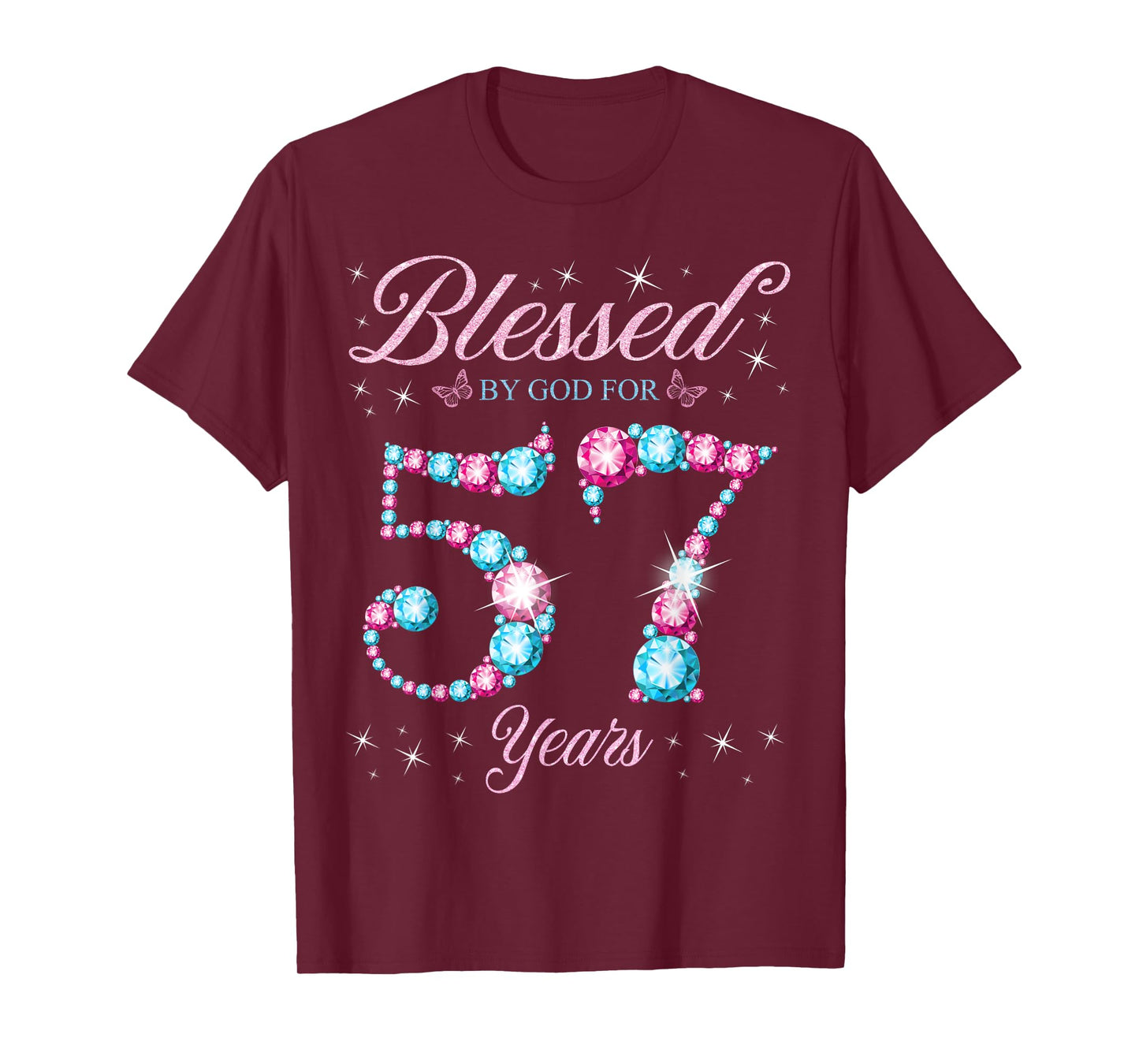 Blessed By God For 57 Years Old 57th Birthday Woman Queen T-Shirt