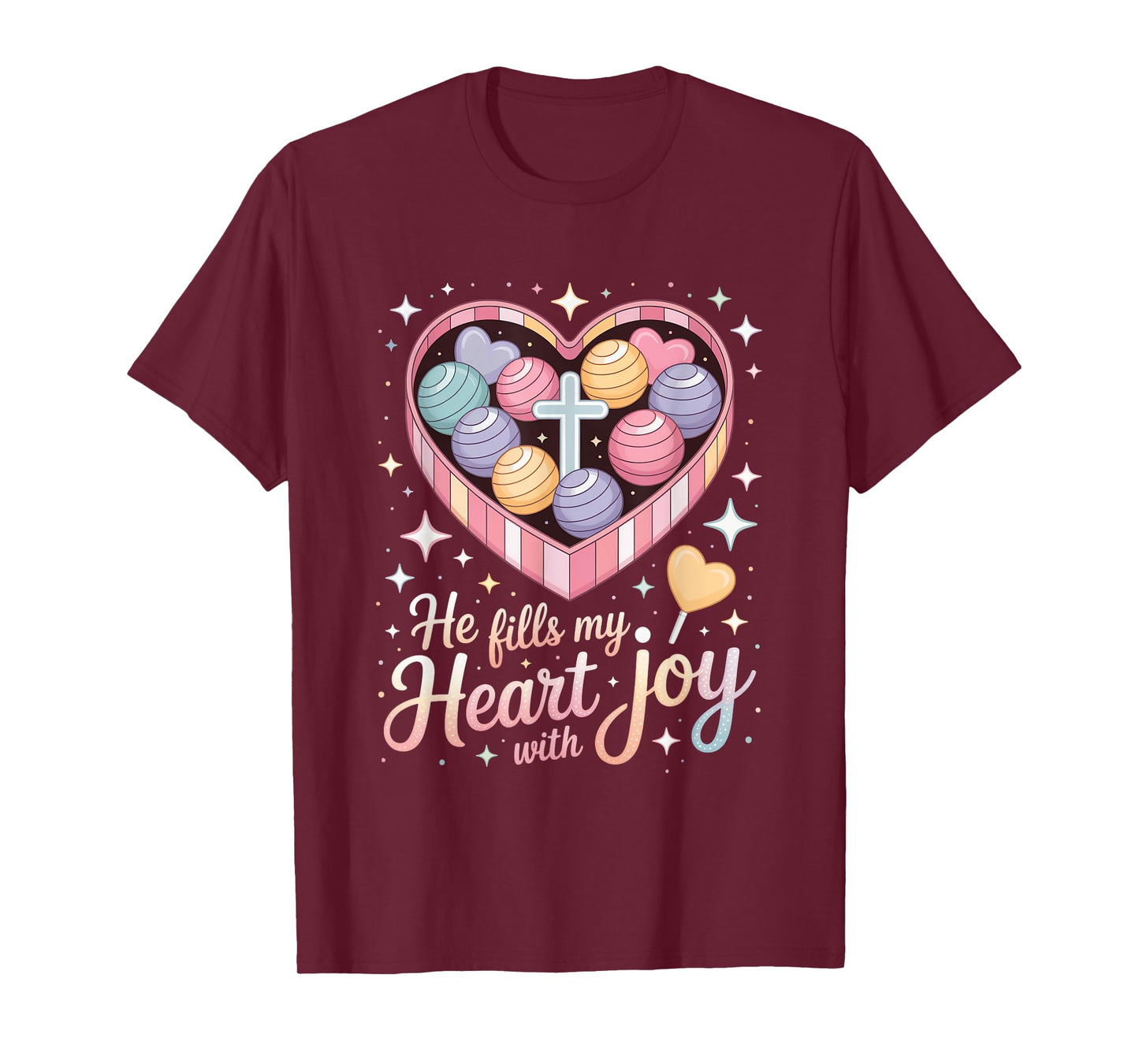 He Fills My Heart with Joy Christian Cross Love T-Shirt