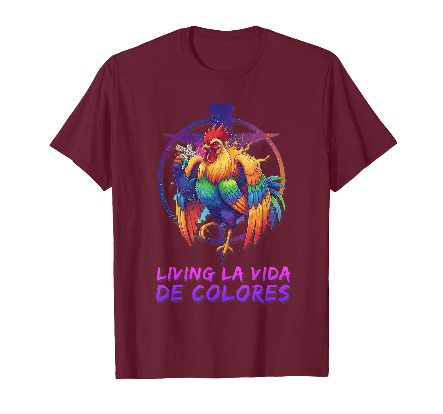 DeColores Cursillo Rainbow Rooster Catholic T-Shirt