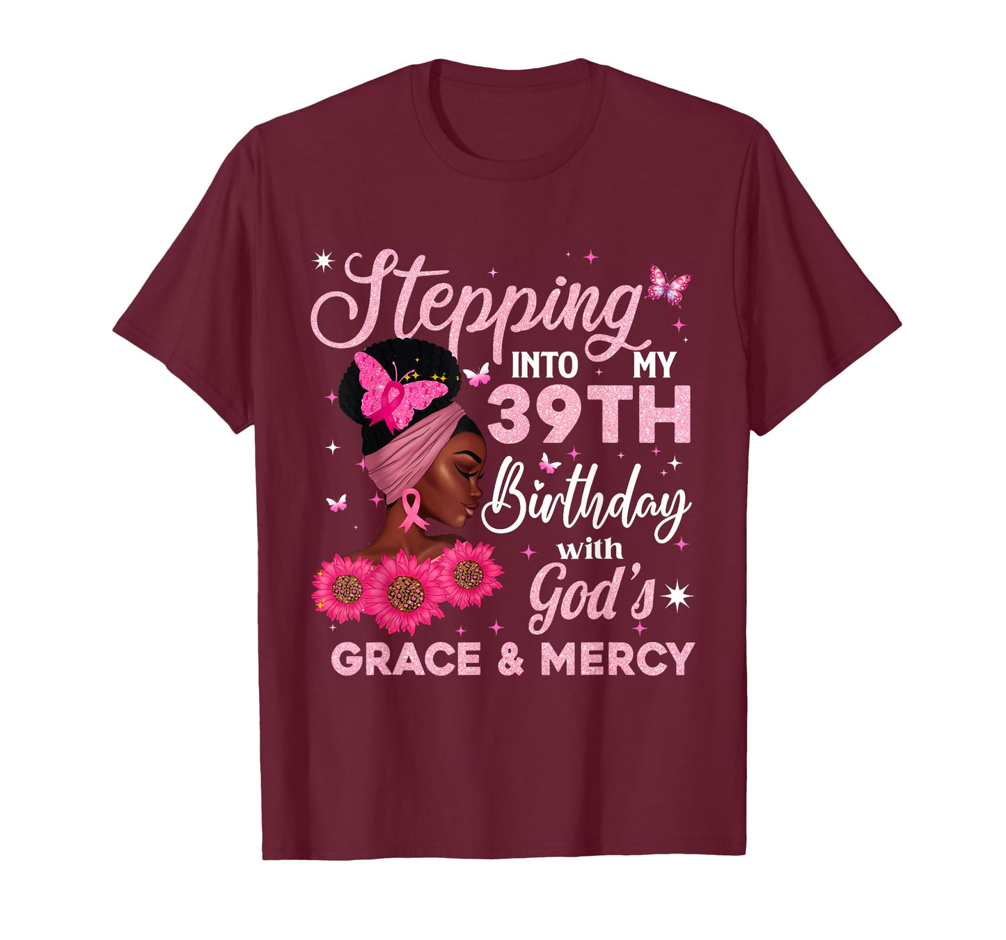 Retro 39th Bday Woman Breast Cancer Butterfly 39 Years Old T-Shirt