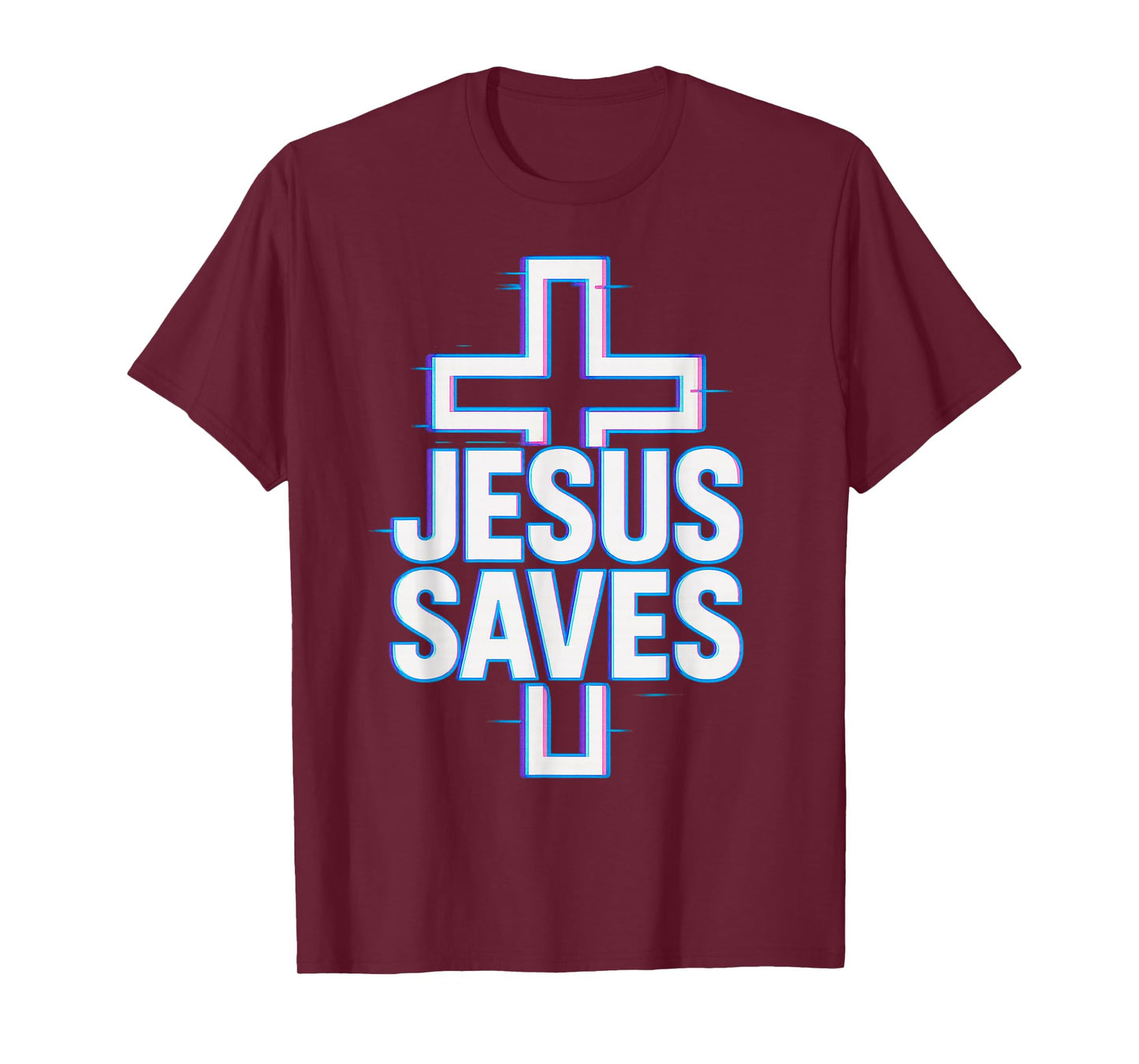 Jesus Saves Neon Glitch Christian T-Shirt