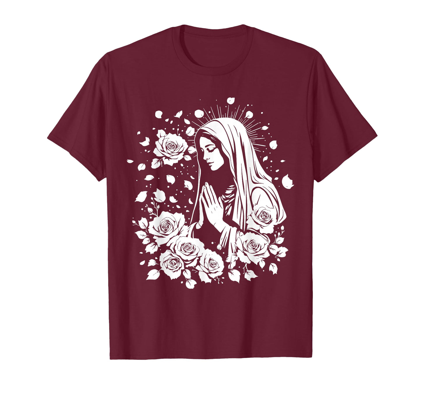 Blessed Mother Mary Mother of Jesus Roses Our Lady Catholic T-Shirt