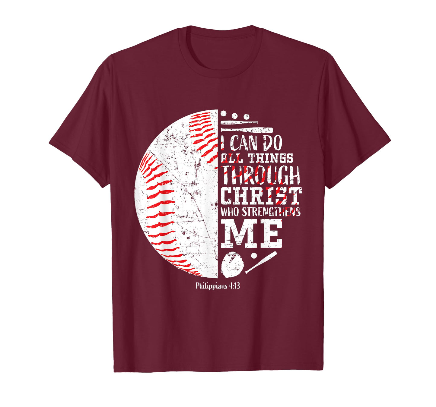 Christian Baseball Philippians 4:13 I Can Do All Things T-Shirt