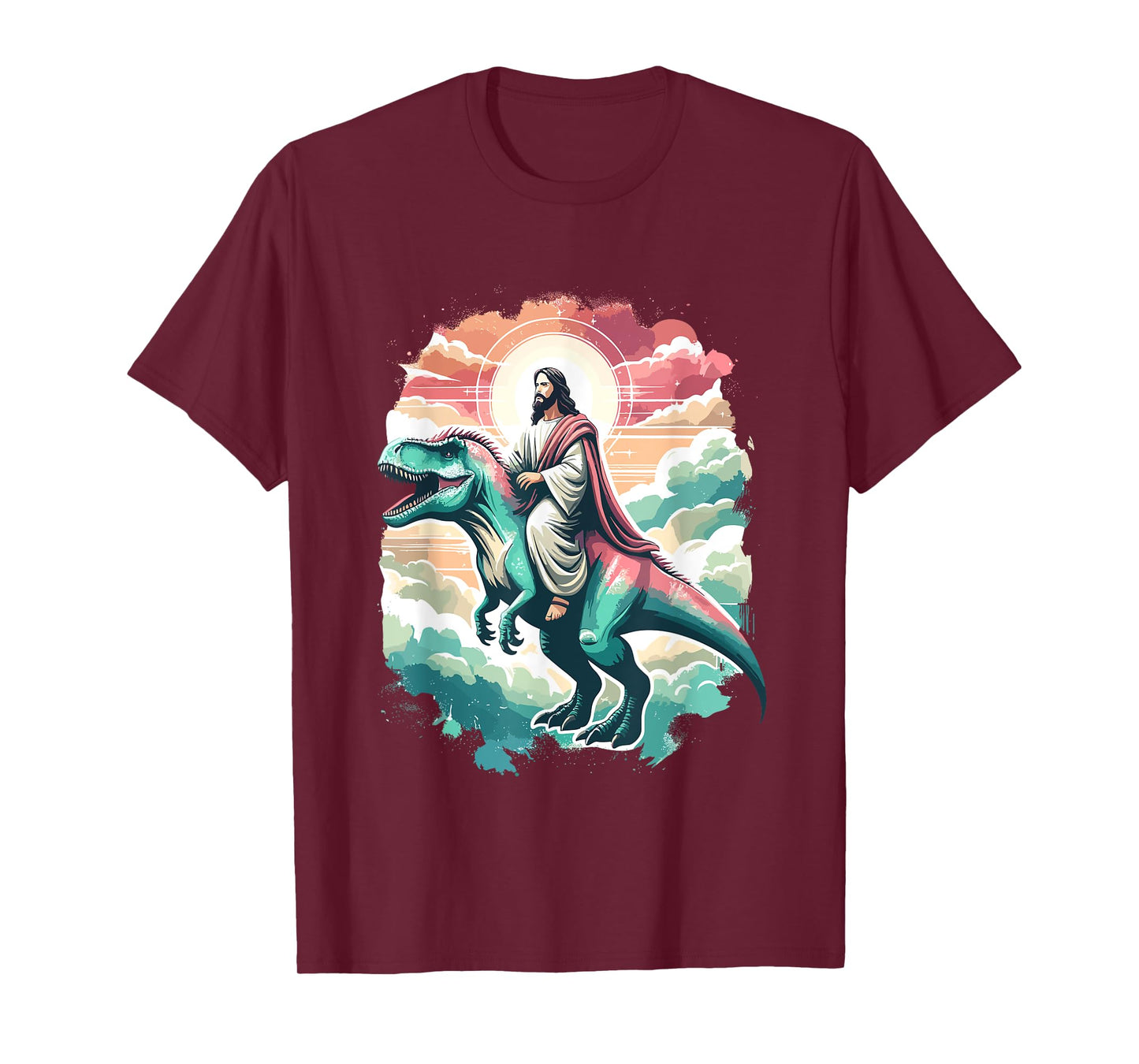 Funny Jesus Riding T-Rex Dinosaur Meme Parody for Believers T-Shirt