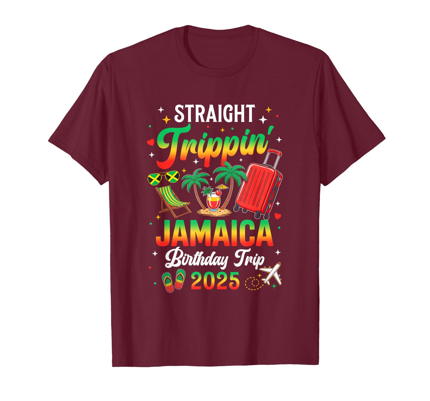 Straight Trippin' Jamaica Vacation 2025 Birthday Family Trip T-Shirt
