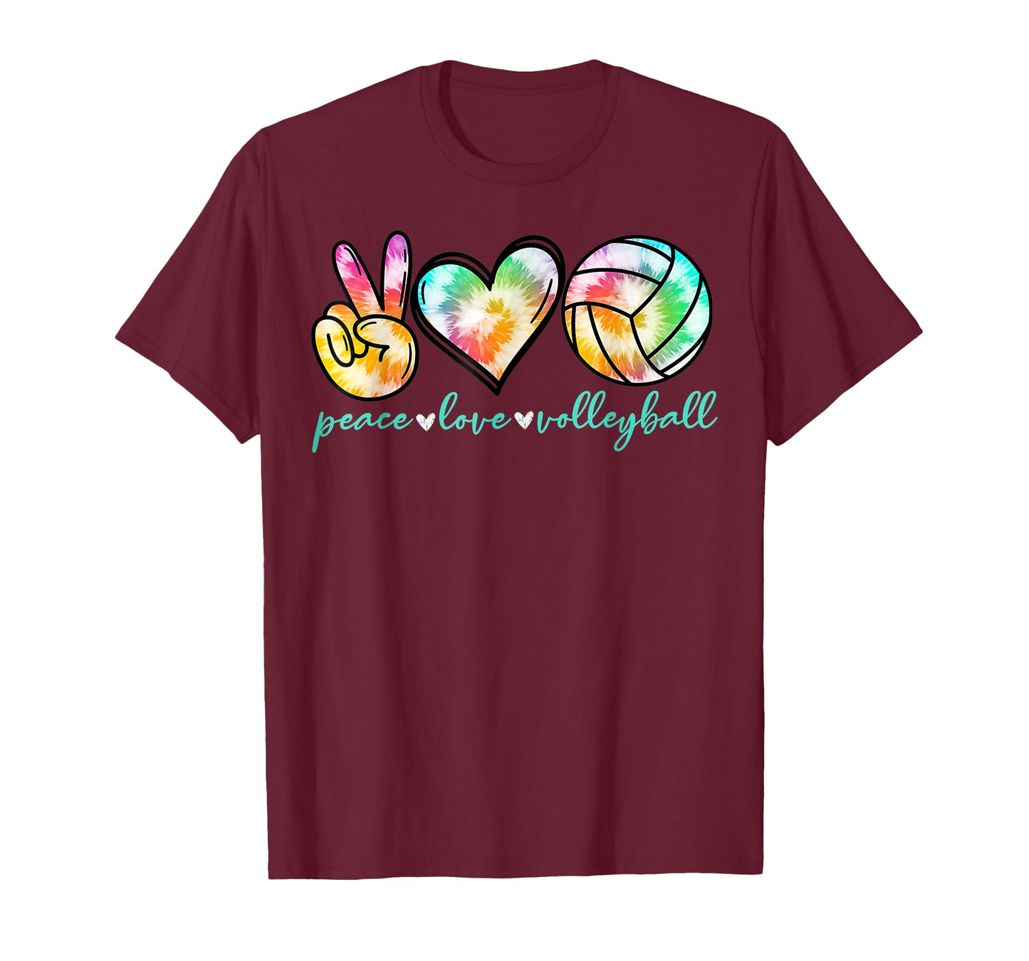 Peace Love Volleyball Player Tie Dye Style Women Teen Girls T-Shirt