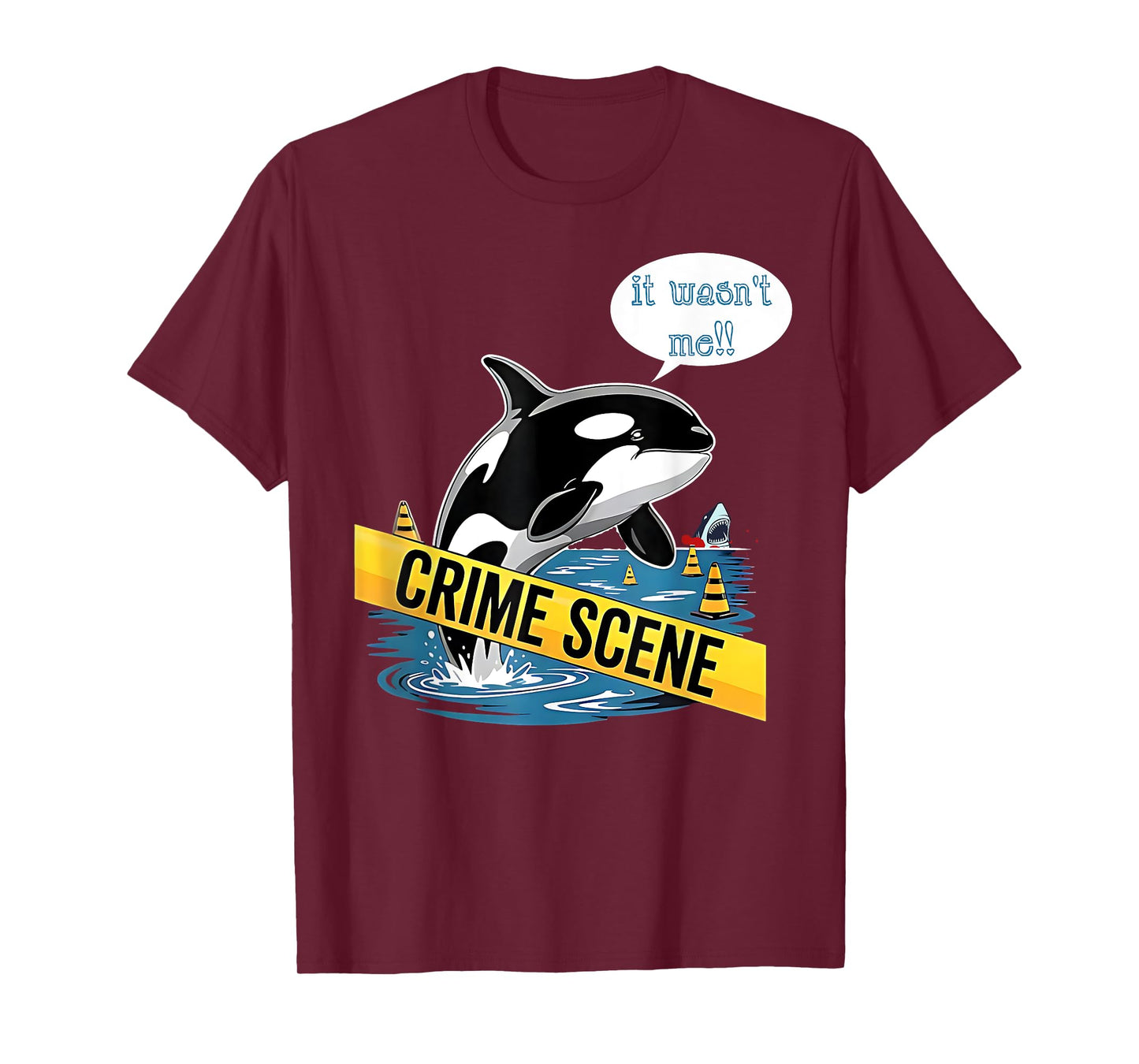 Funny Shark Crime Scene Orca Killer Whale Kawaii Sea Panda T-Shirt
