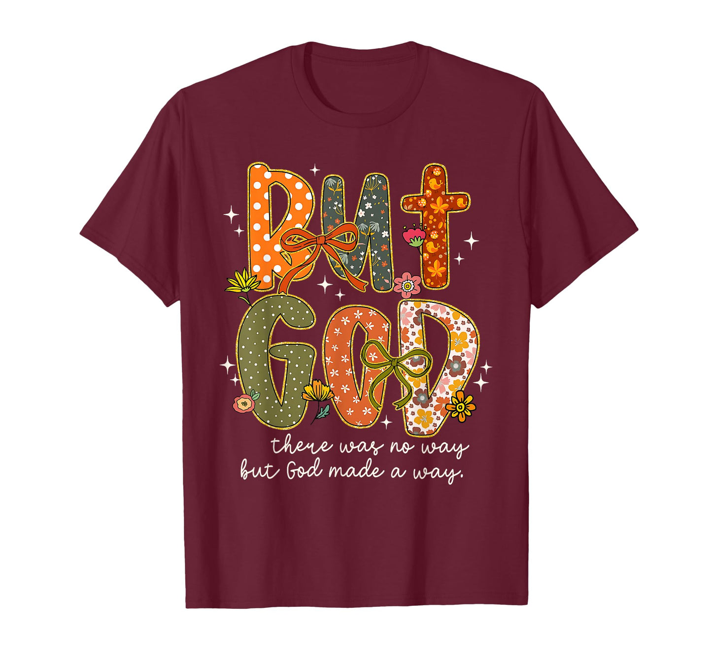 But God Christian Fall Autumn Thankful Floral Coquette Bow T-Shirt