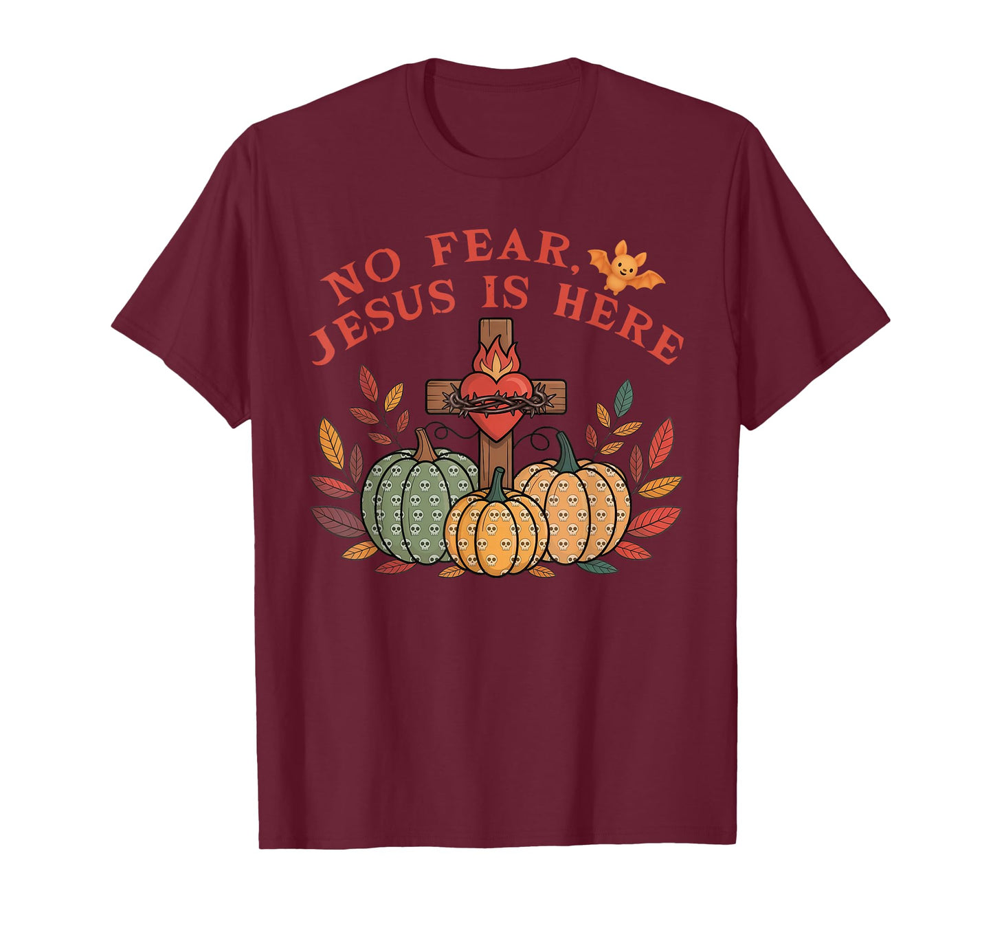 No Fear Jesus is Here Christian Halloween T-Shirt