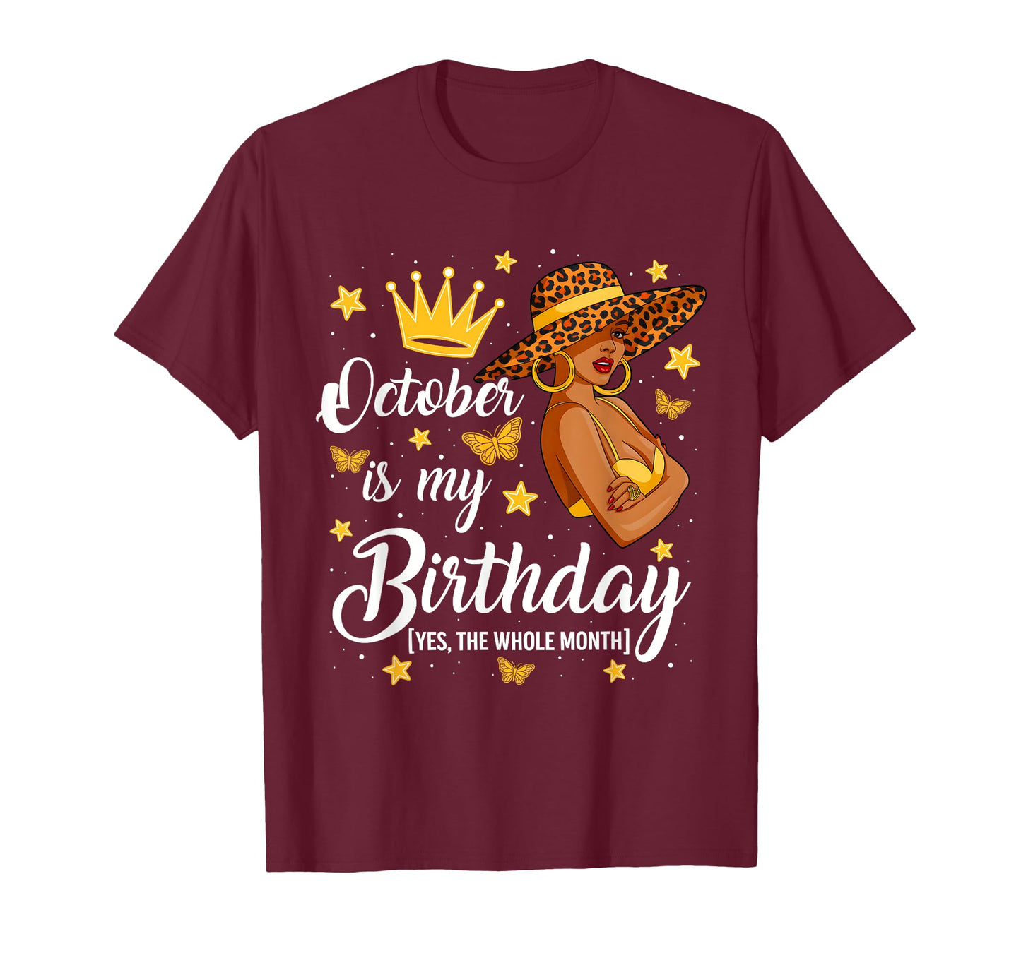 October is My Birthday African American Woman Birthday Queen T-Shirt