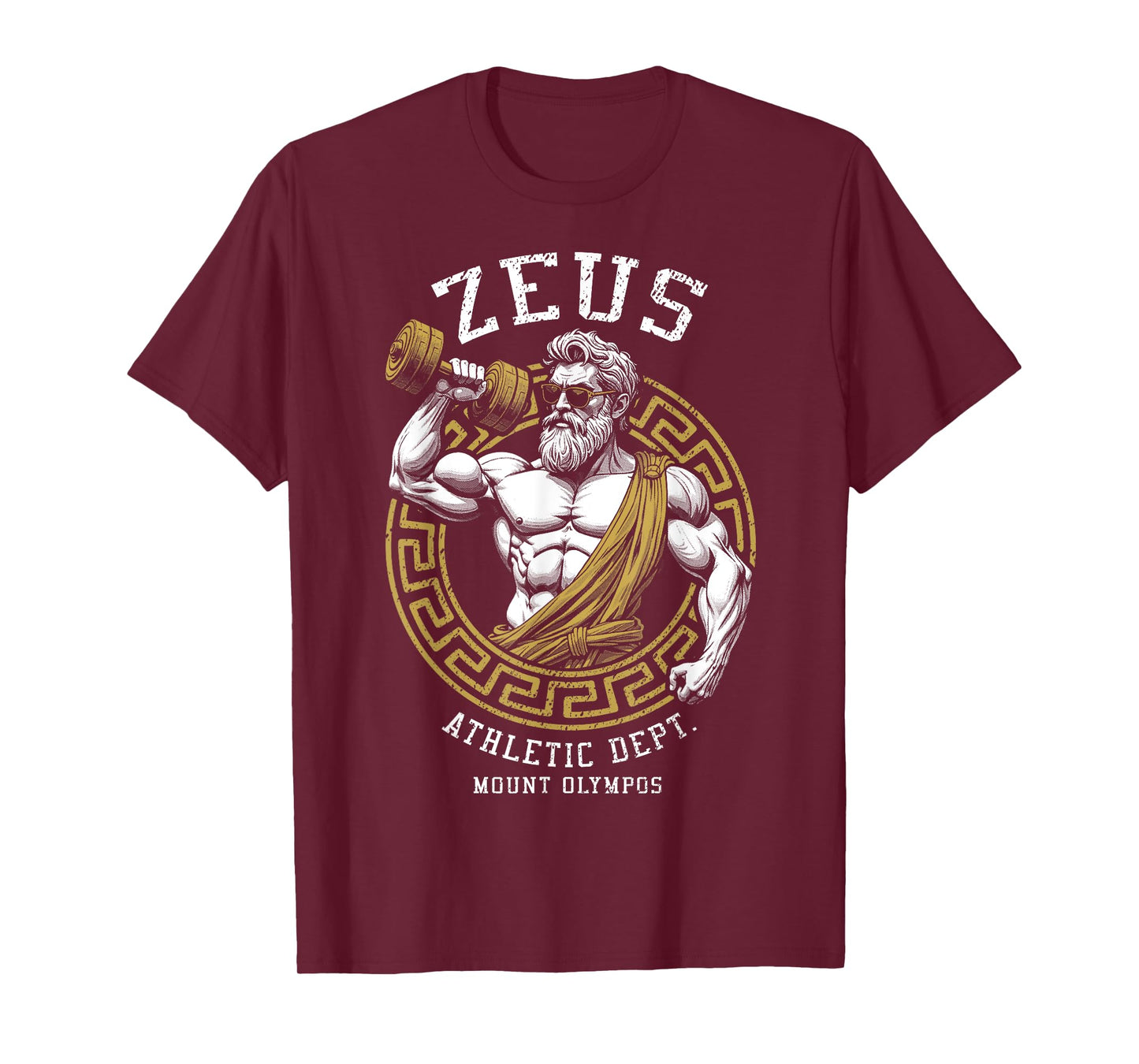 Zeus Gym Athletic Department Funny Greek God Workout Muscle T-Shirt