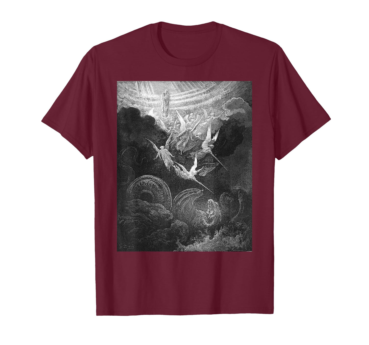 Gustave Dore Archangel Michael and Angels Fighting Dragon T-Shirt