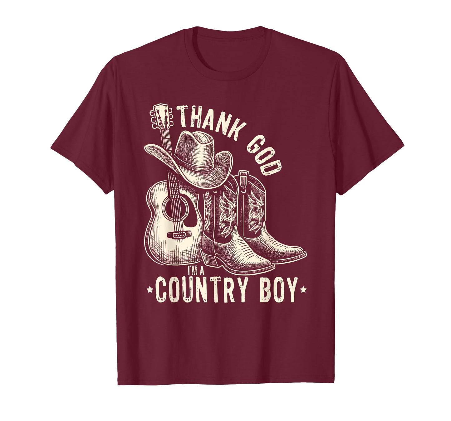 Thank God I'm A Country Music Boy Cowboy Western Retro T-Shirt