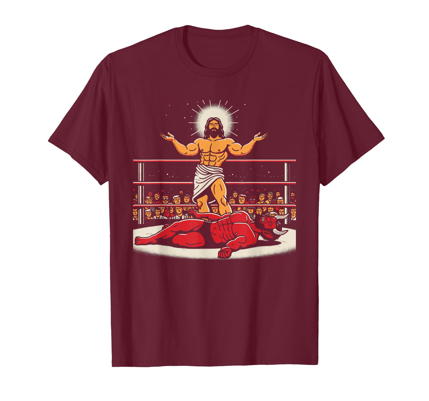 Jesus Wrestling Satan Funny Christian Humor Joke T-Shirt