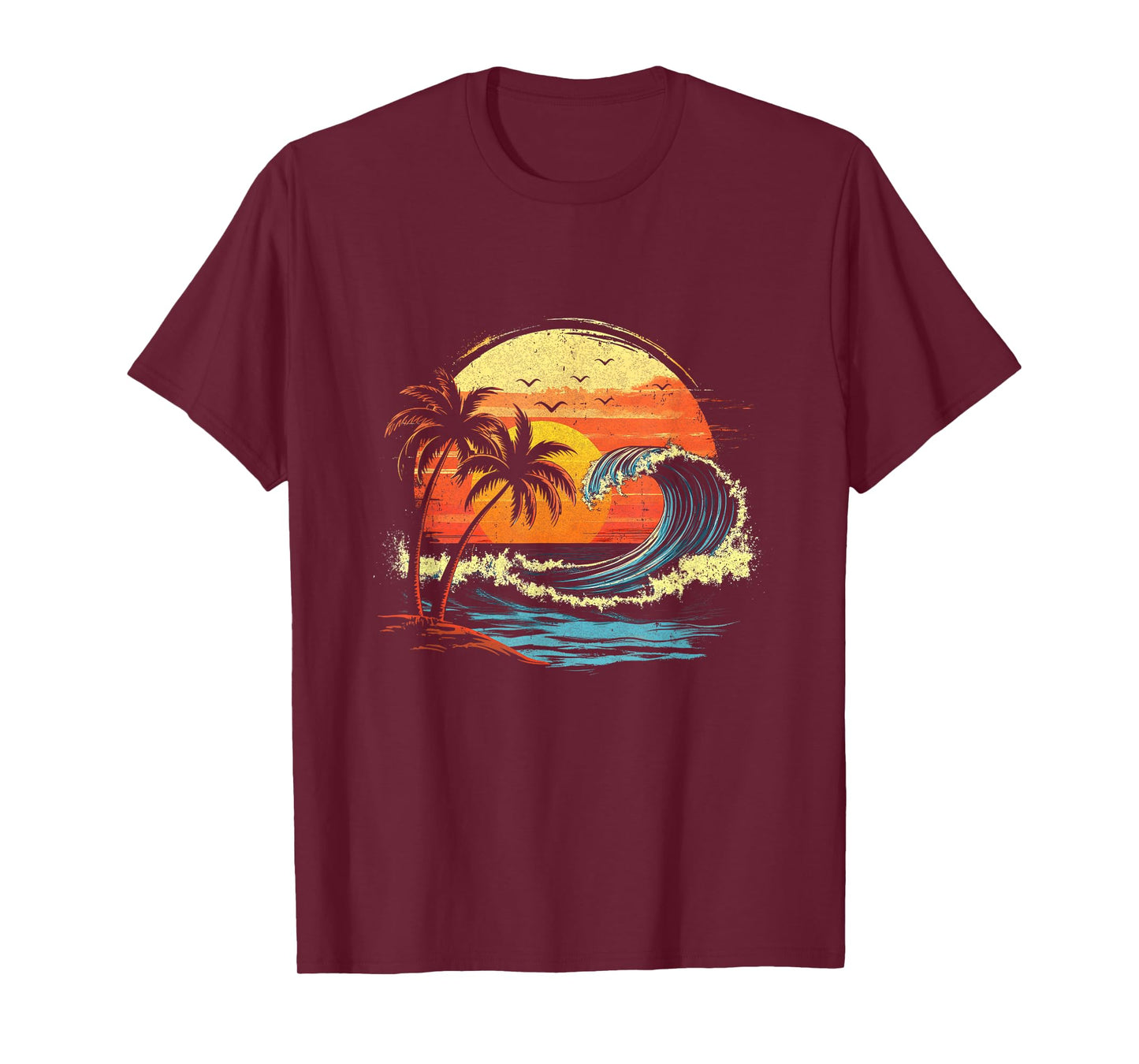 Retro Sunset Tropical Vintage Beach Palm Tree For Men Women T-Shirt