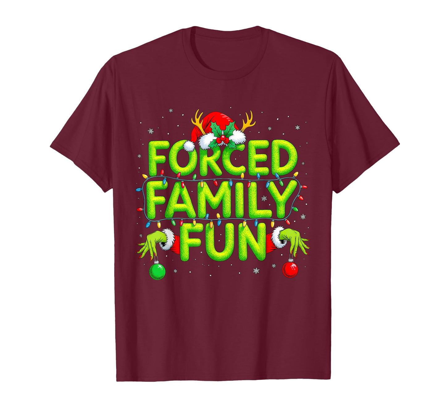 Funny Forced Family Fun Christmas Holiday Shirt Men Kids Boy T-Shirt