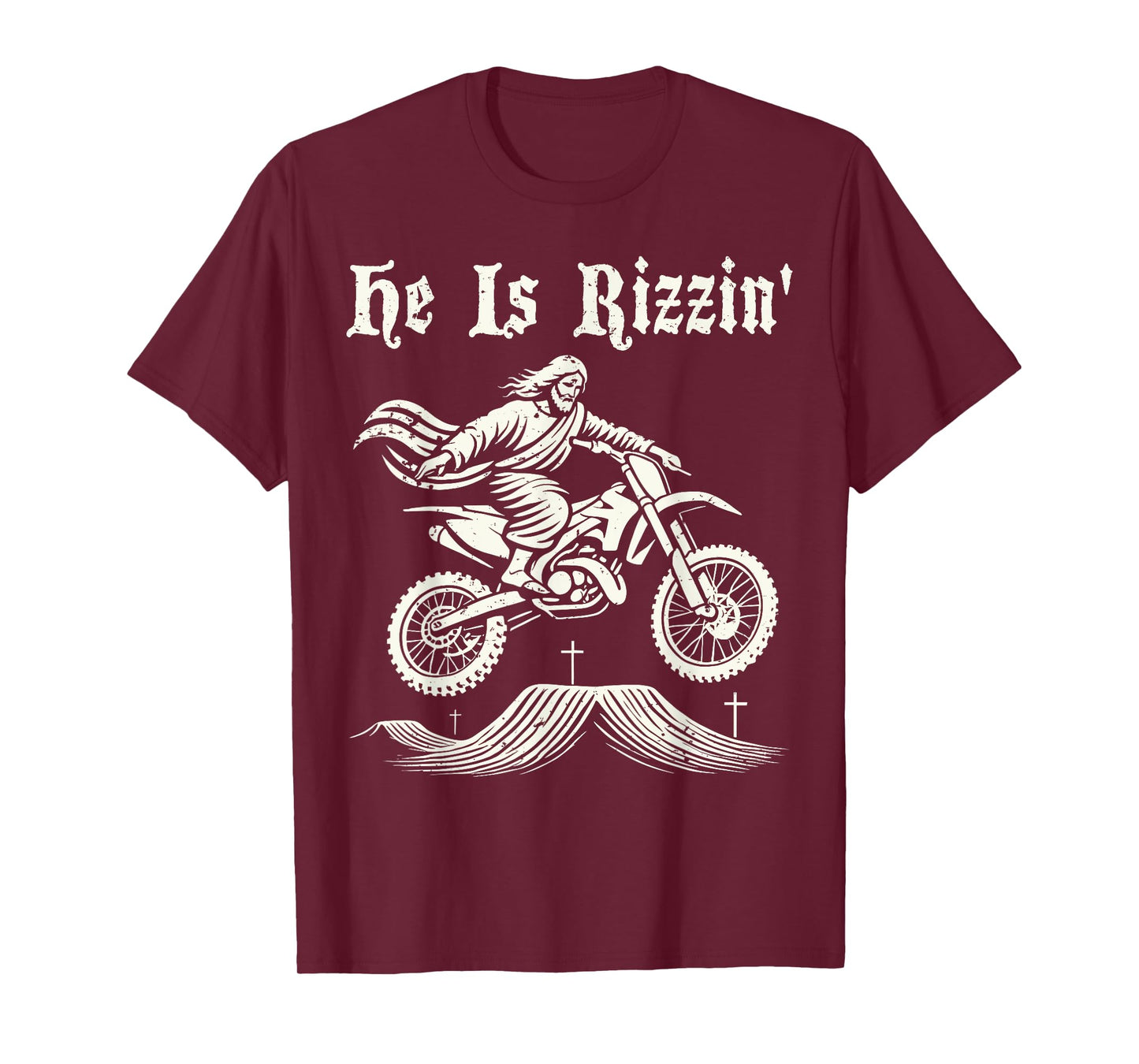 Funny jesus christ motocross dirt bike he's rizzin' easter T-Shirt