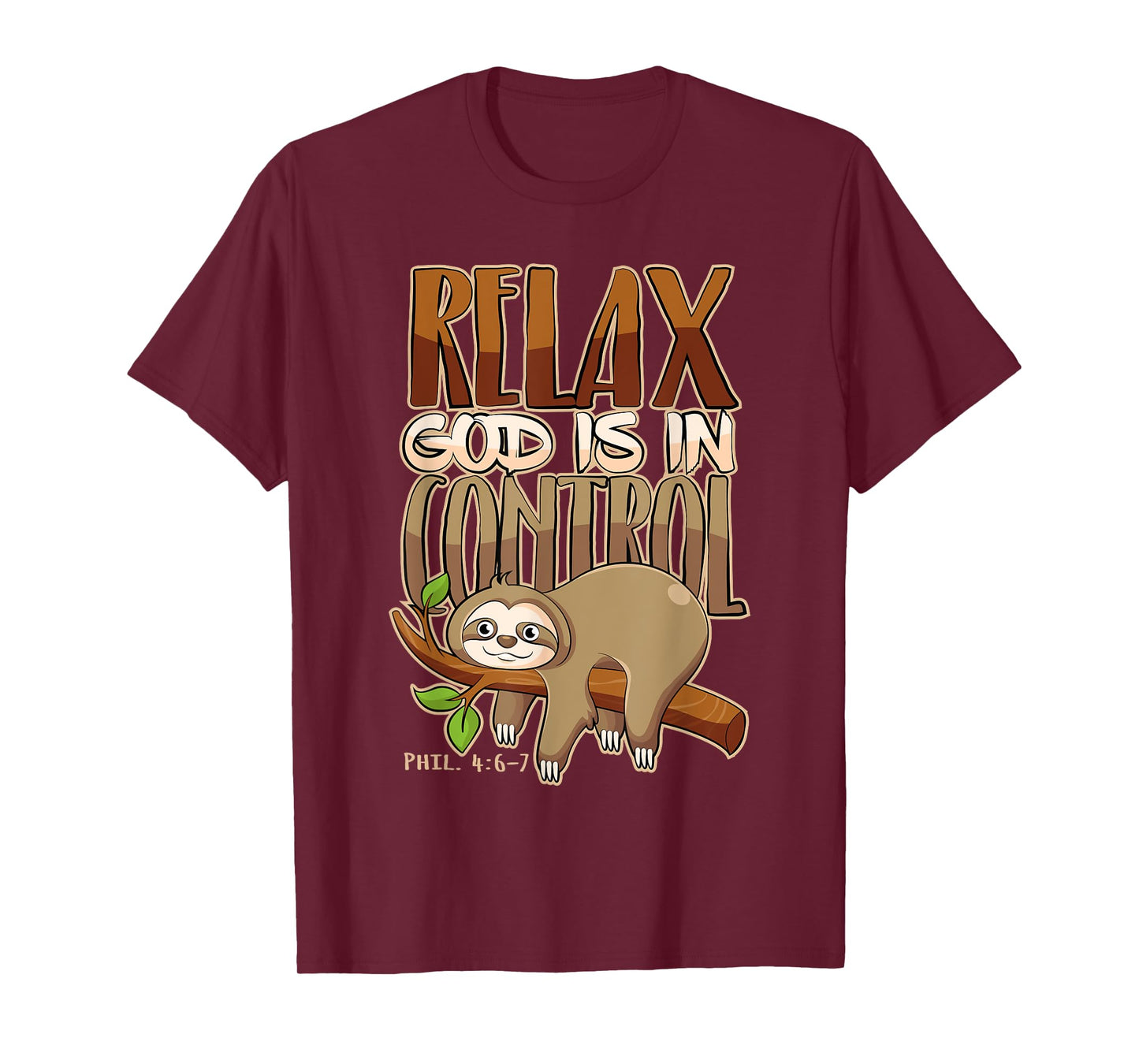 Jesus Merch & Co. Relax, God Has Everything Under Control Christian Animal T-Shirt - Black, Small, Unisex-Adults, Short Sleeve, Crew Neck, Classic Fit, Cotton 60% Polyester 40%