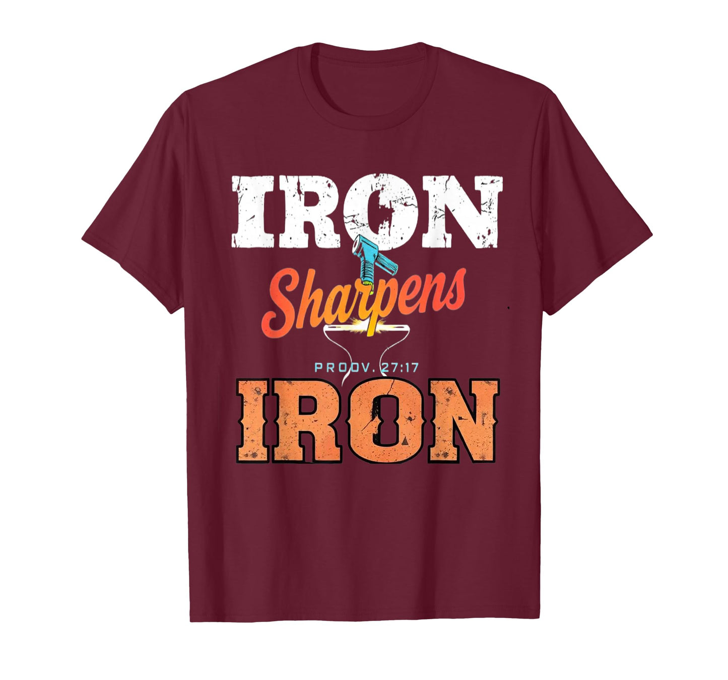 Iron Sharpens Iron Christian Men Bible Scripture Gym Workout T-Shirt