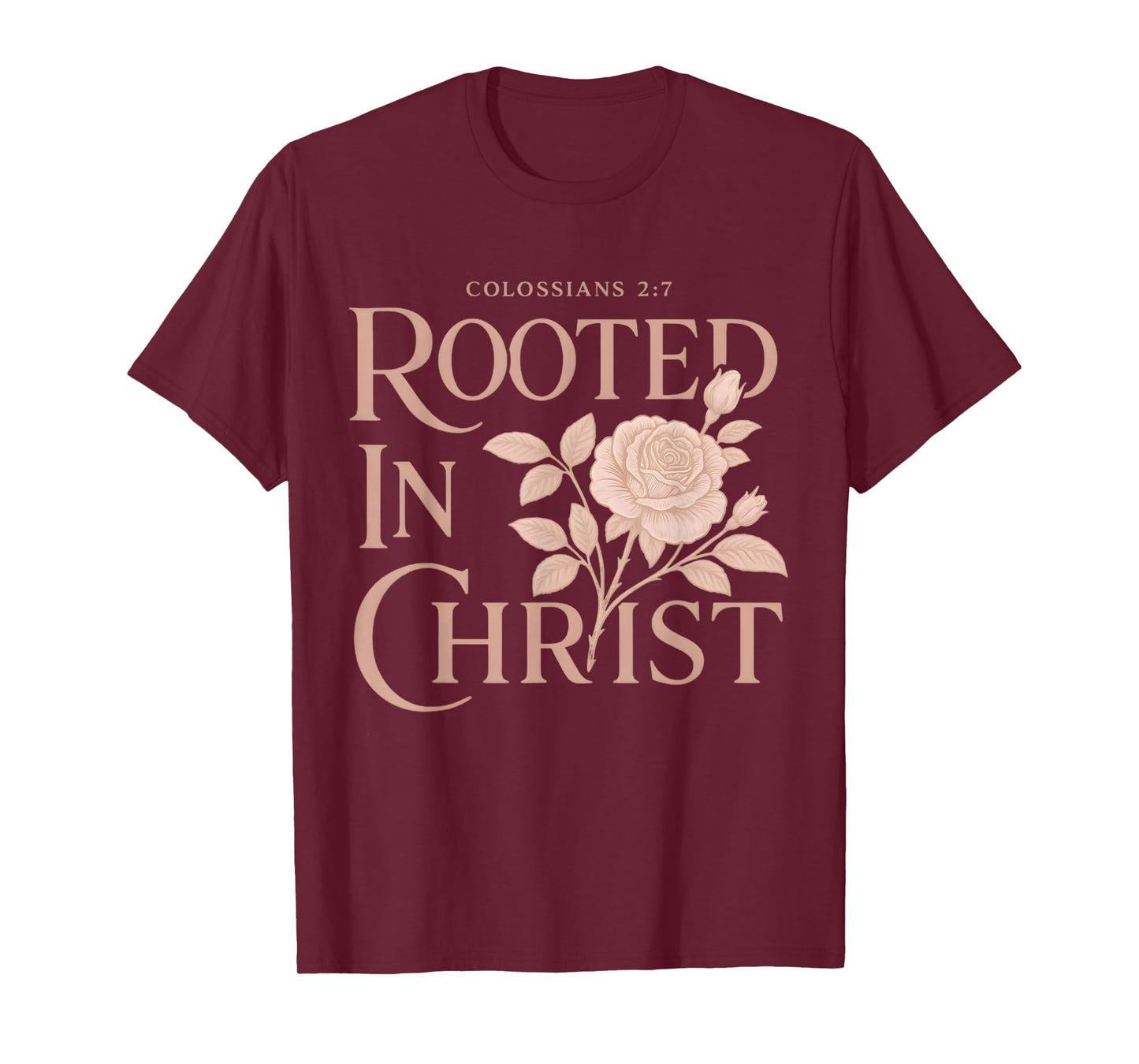 Rooted in Christ Boho Floral Christian Bible Verse T-Shirt