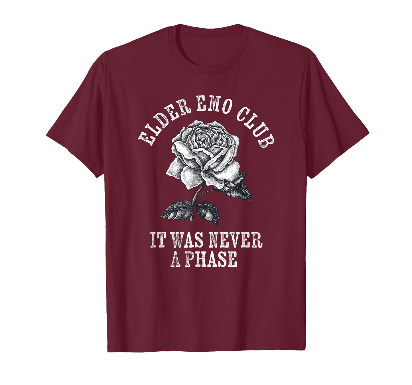 Elder Emo Club It Was Never A Phase Funny Emo Goth Punk T-Shirt