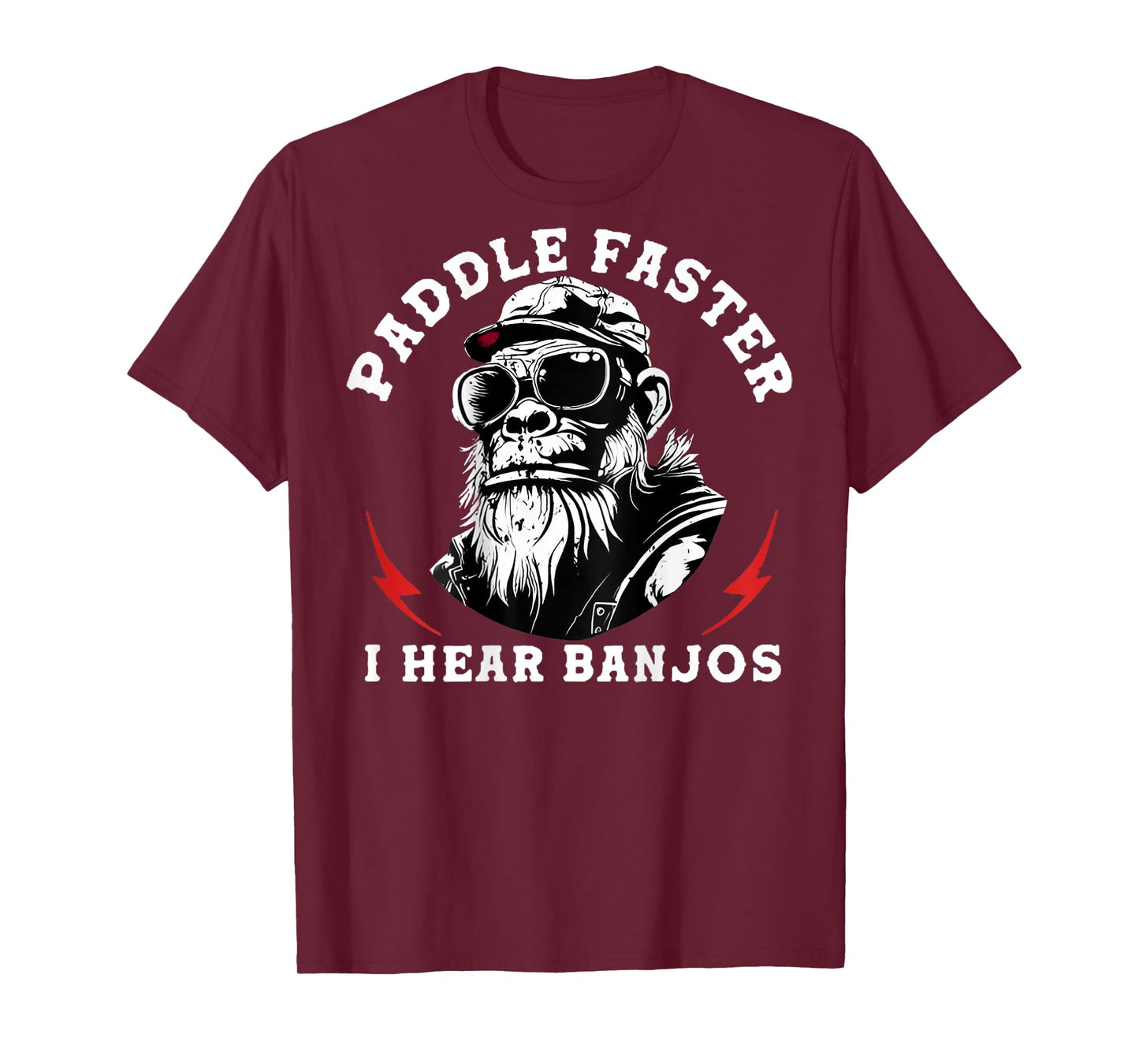 (On Back) Paddle Faster I Hear Banjos Funny Monkey T-Shirt