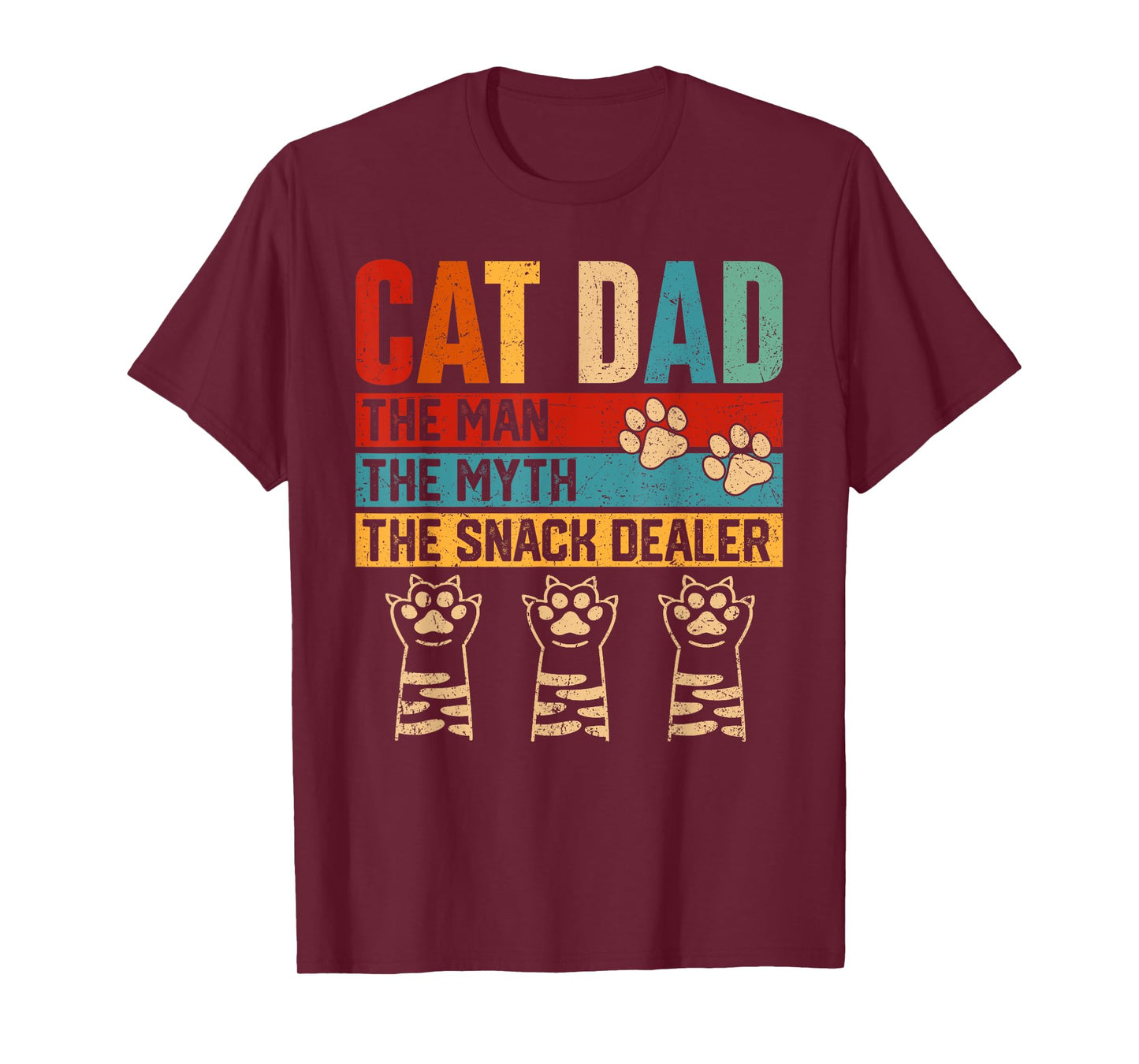 Vintage Cat Dad The Man Myth Snack Dealer Funny Fathers Day T-Shirt