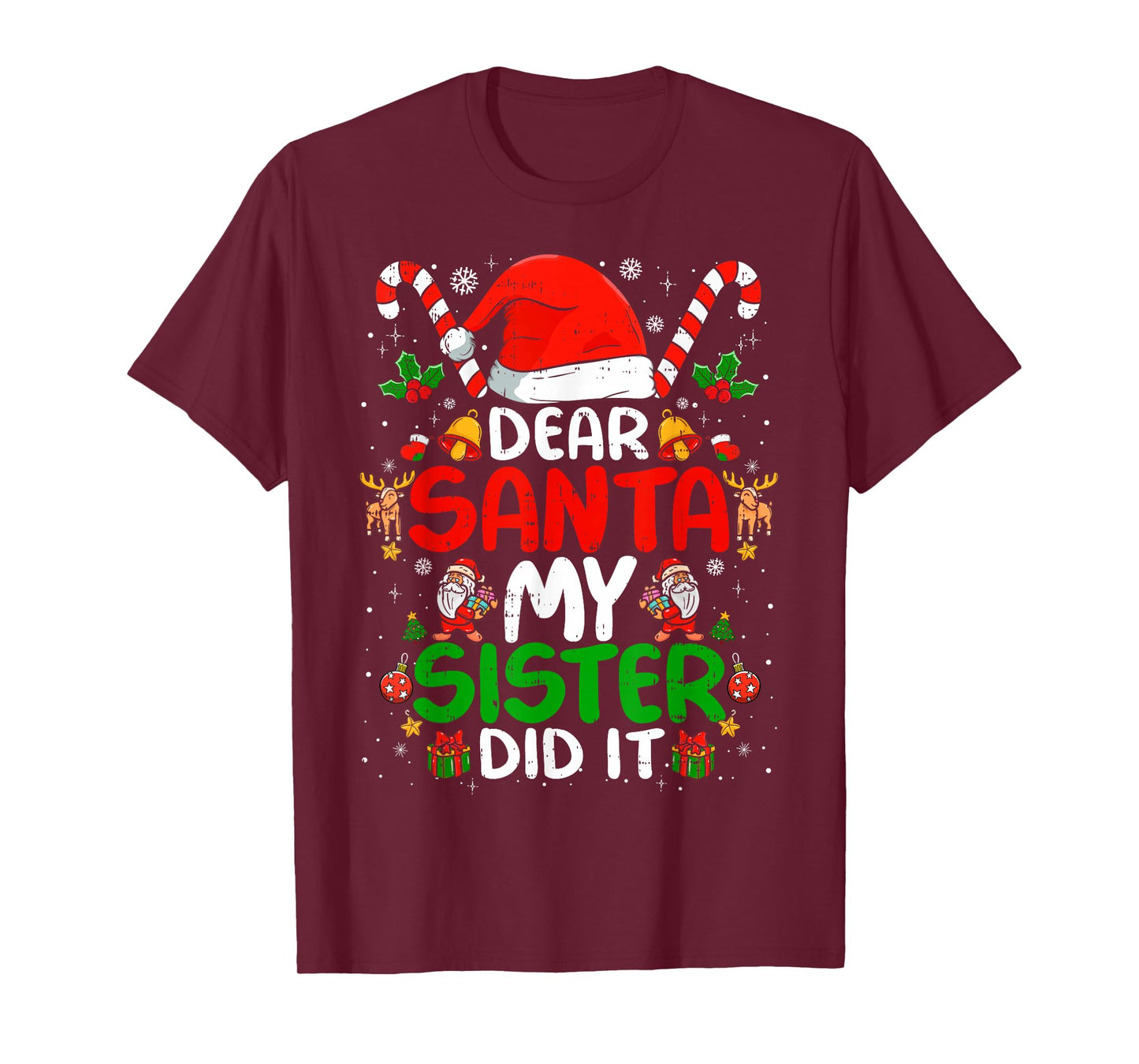Dear Santa My Sister Did It Funny Christmas Boys Girls Kids T-Shirt