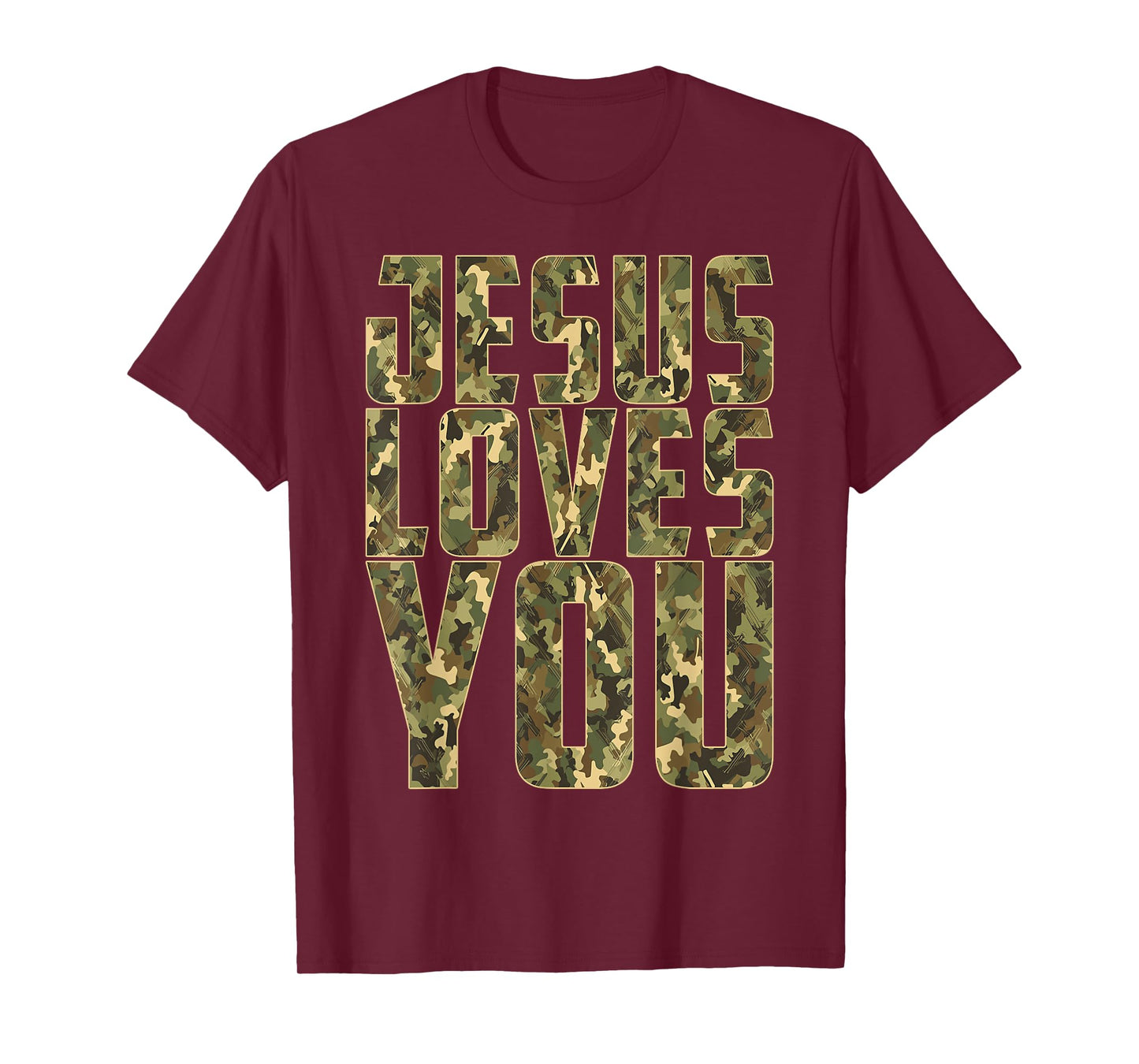 Jesus Loves You Camo Funny Christian Youth Boy Men T-Shirt