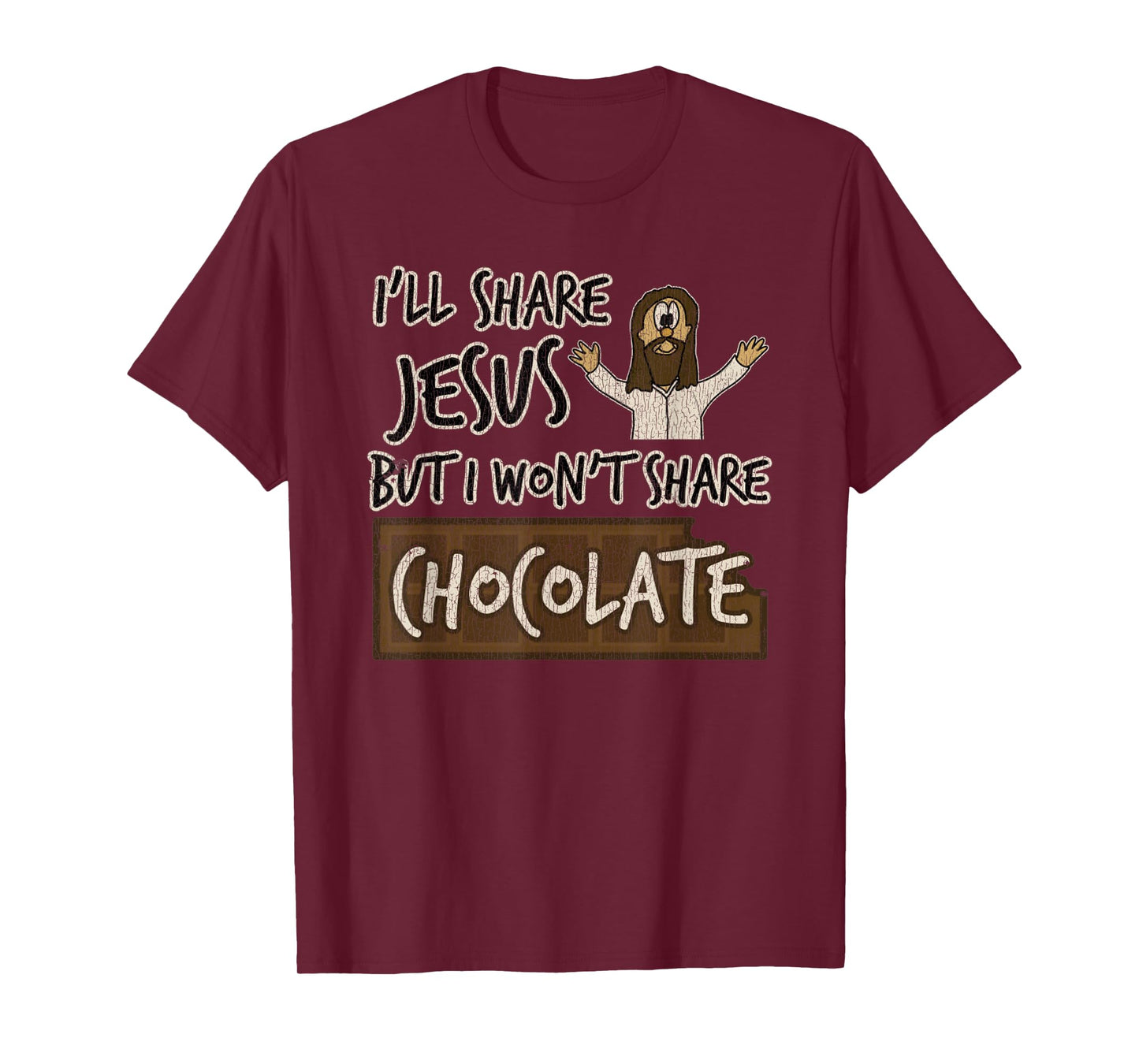 Vintage I'll Share Jesus Not Chocolate Funny Christian Humor T-Shirt