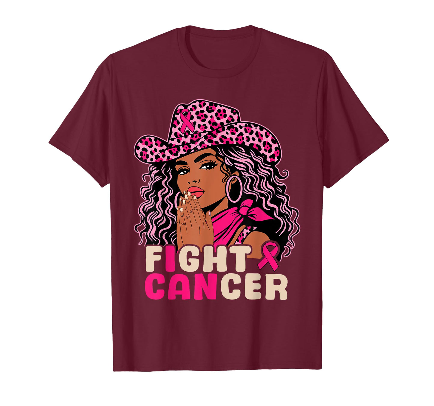 Fight Breast Cancer Afro Black Cowgirl Pray Western African T-Shirt