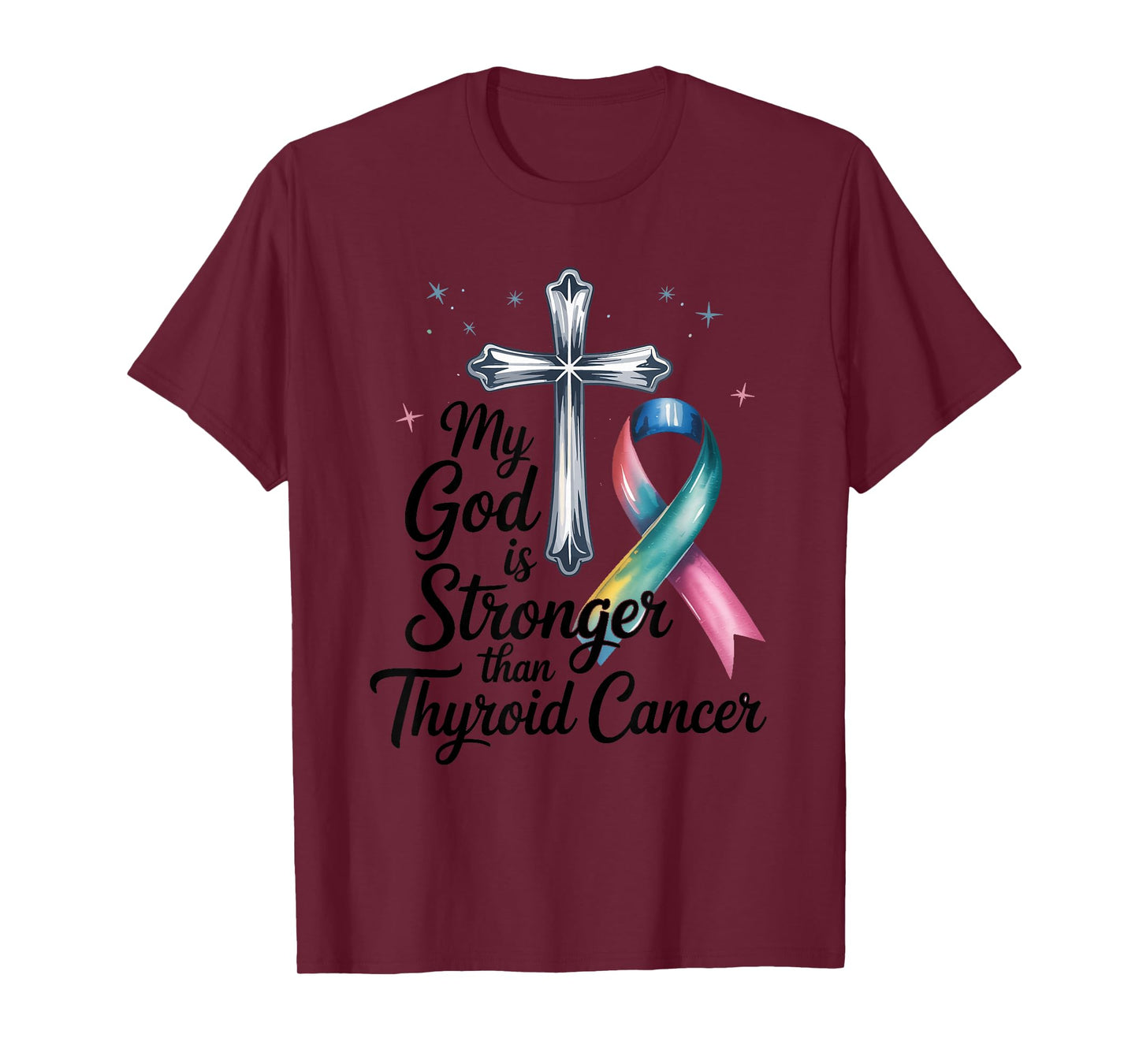 My God is Stronger Than Thyroid Cancer Awareness Christian T-Shirt