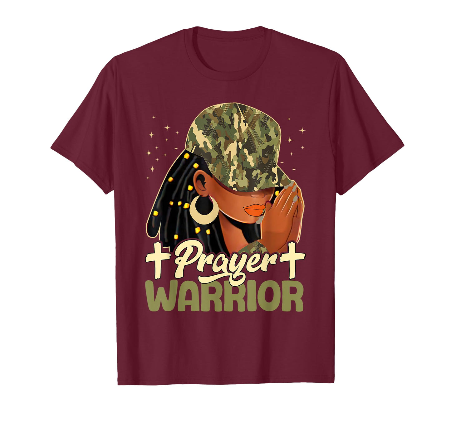 Prayer Warrior Locs Christian Black Woman Camo Bandana T-Shirt