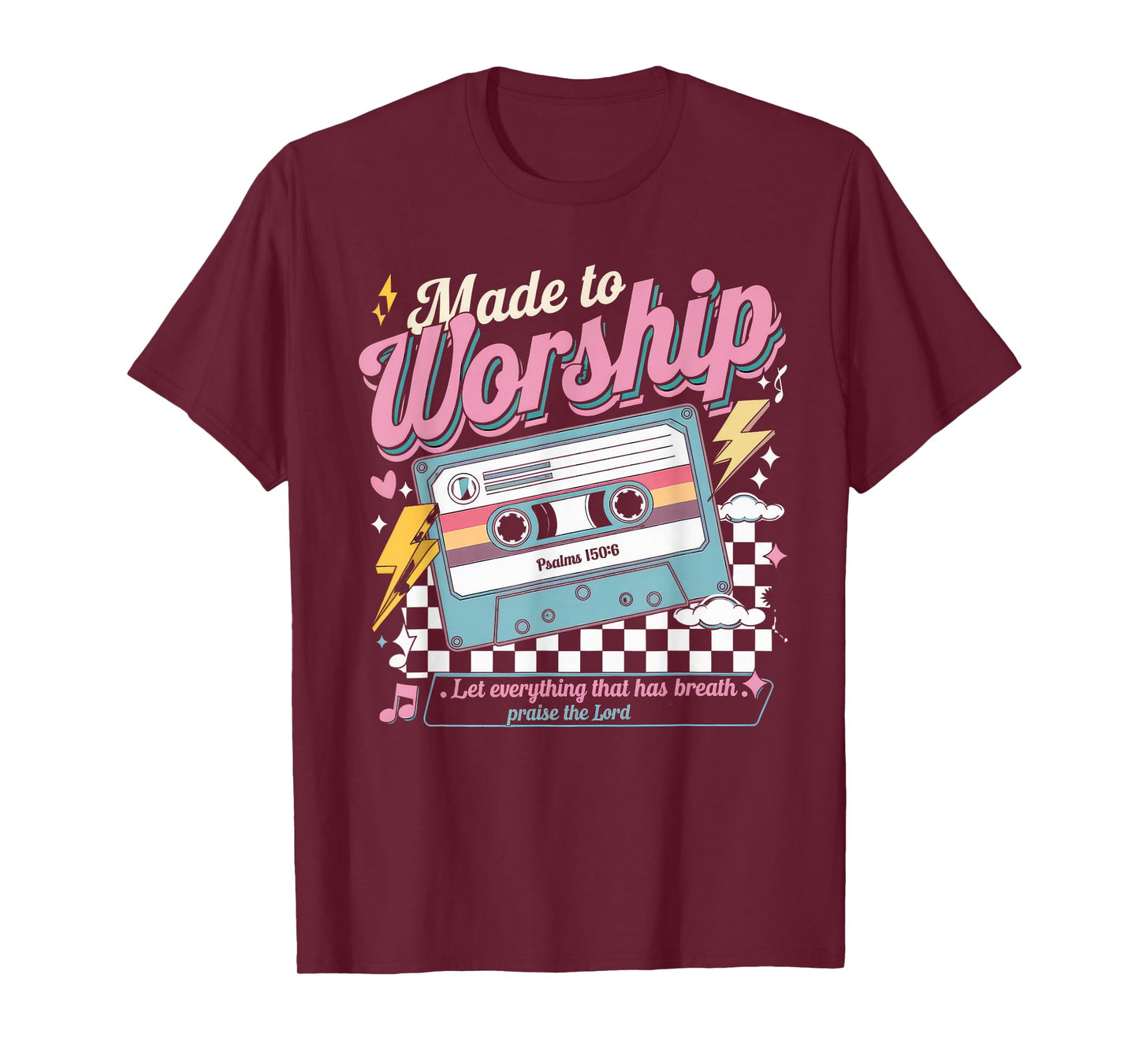Worship Tshirt Christian Music Retro Cassette Psalms 150:6 T-Shirt