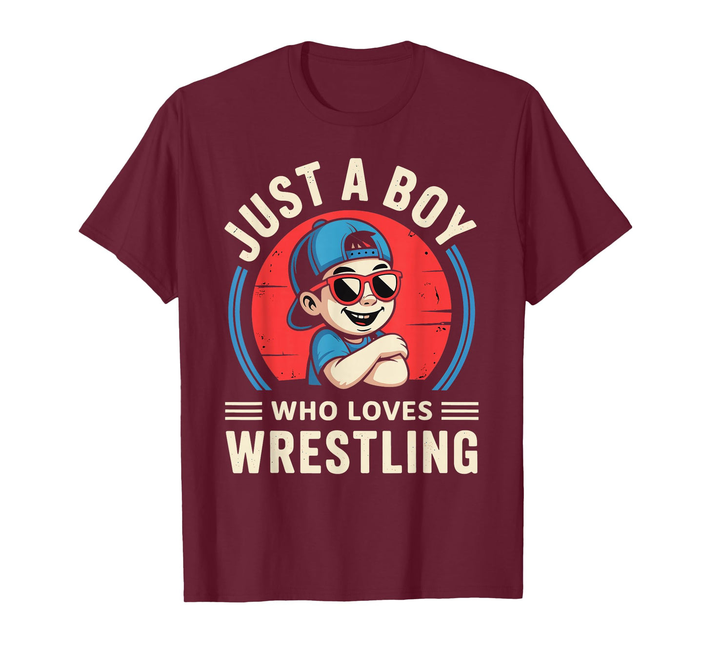 Just A Boy Who Loves Wrestling Retro Vintage T-Shirt