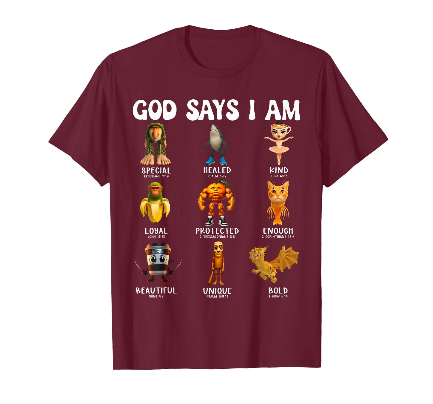 God Says I Am Quirky Italian Brainrot Scripture Design T-Shirt