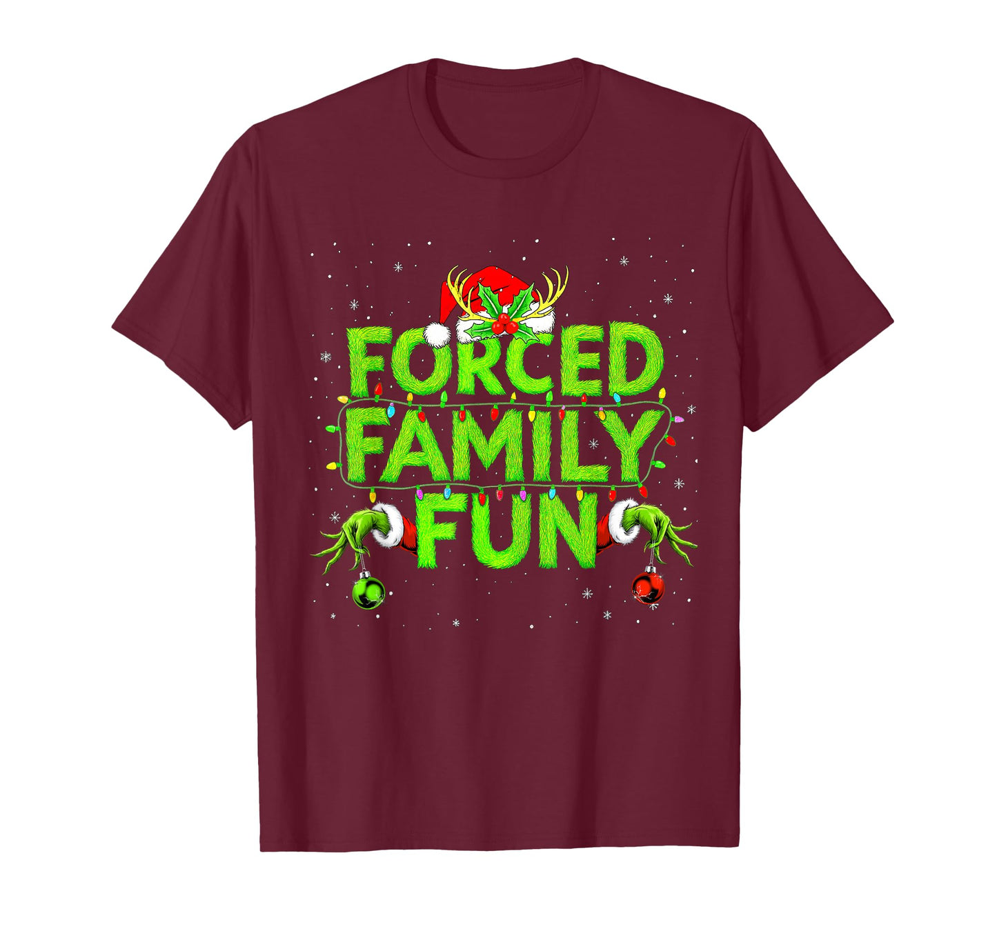 Funny Forced Family Fun Christmas Holiday Shirt Men Kids Boy T-Shirt