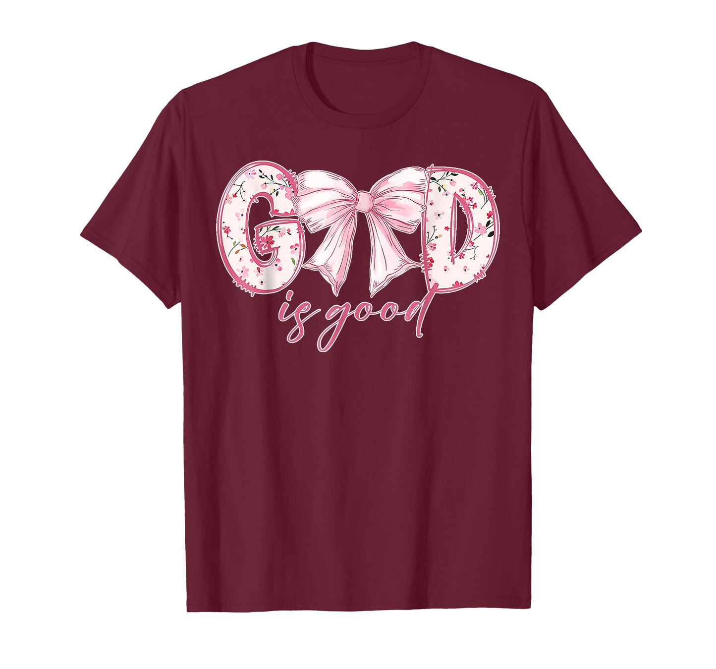 Coquette Valentine Bow God Is Good Bible Christian Worship T-Shirt