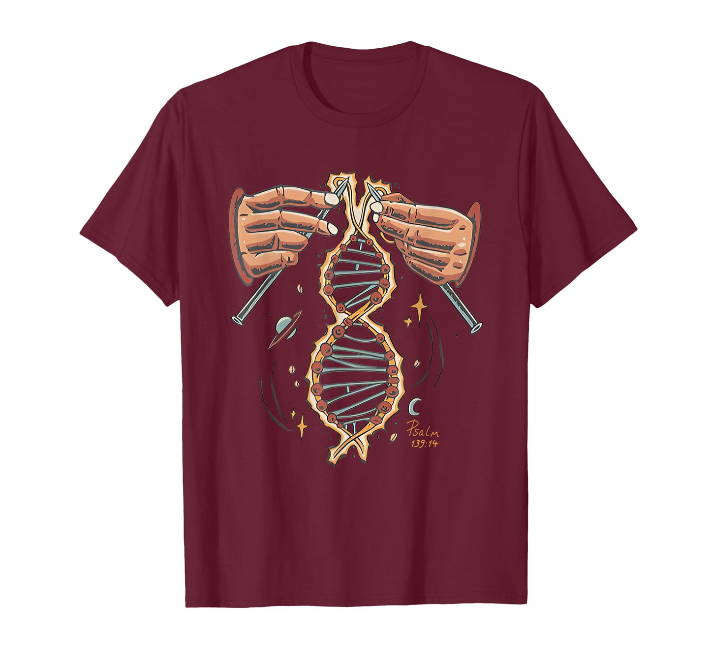 Hands Knitting God Handmade Dna Psalm 139 13 Bible T-Shirt