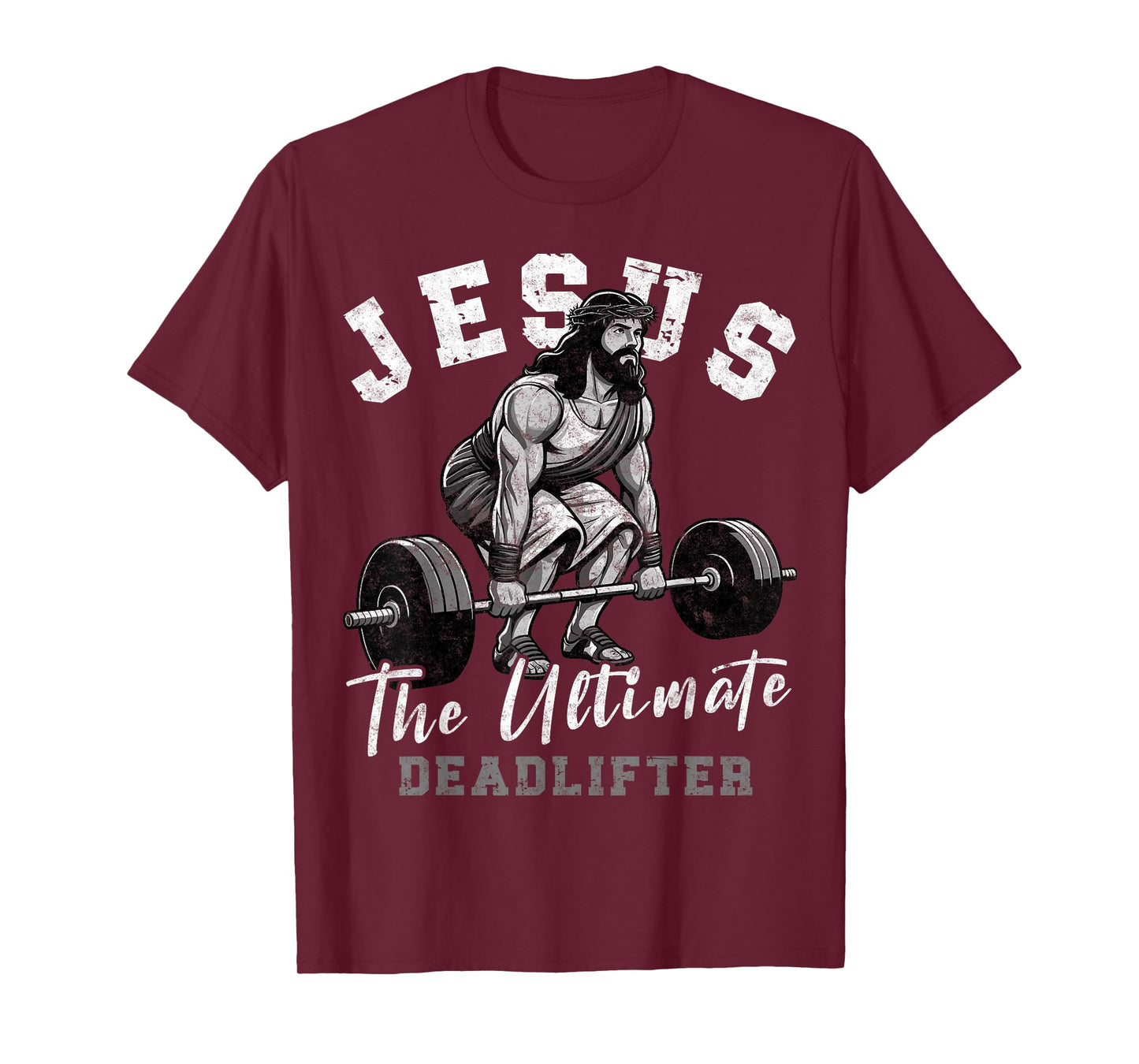 Jesus The Ultimate Deadlifter Funny Christian Workout Gym T-Shirt, Small, Black