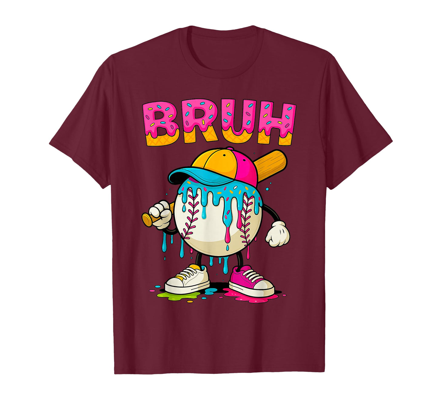 Baseball drip Shirt Bruh Baseball Drip Ice Cream Boys T-Shirt
