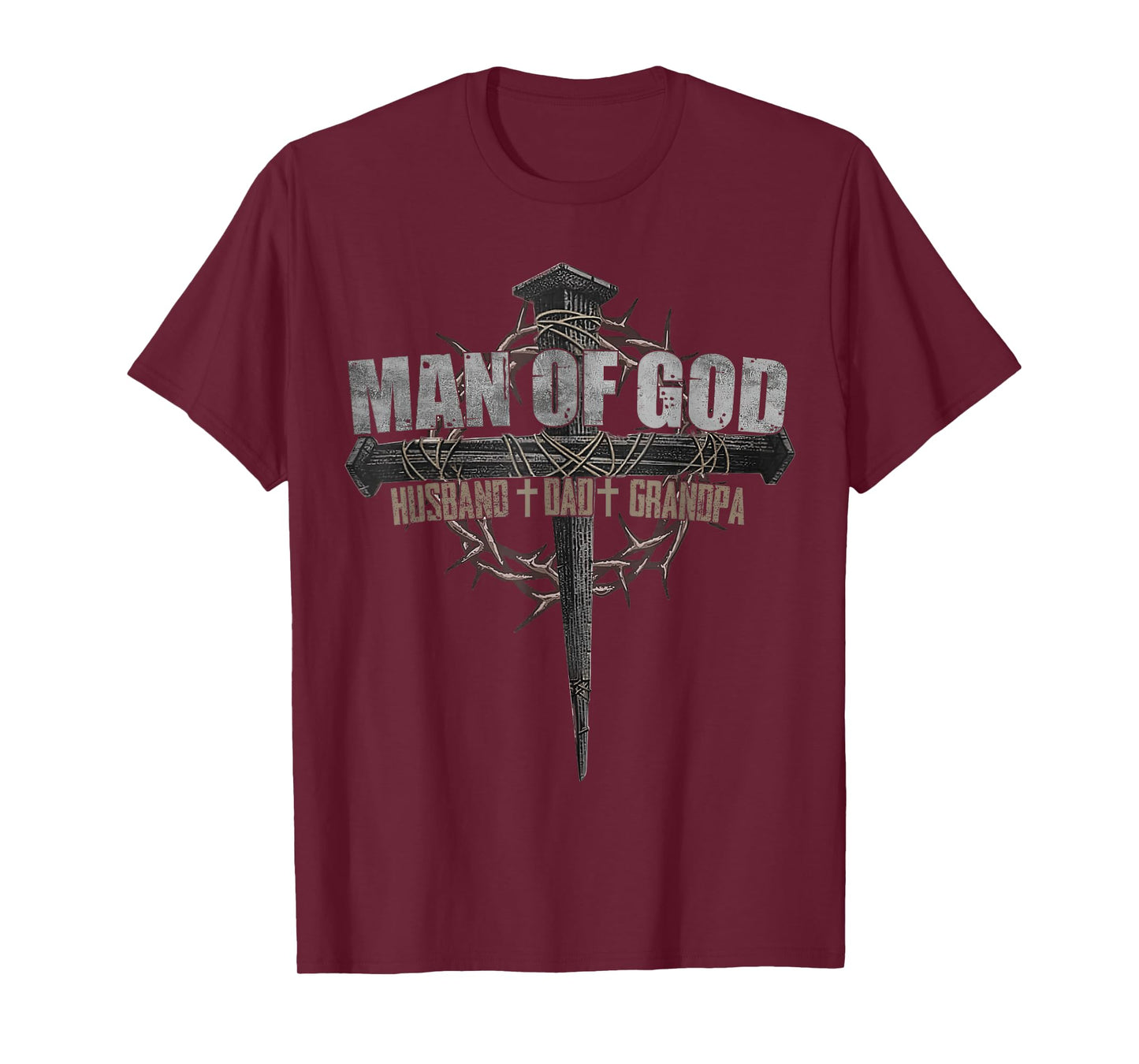 Man Of God Husband Dad Grandpa Cross Christian T-Shirt