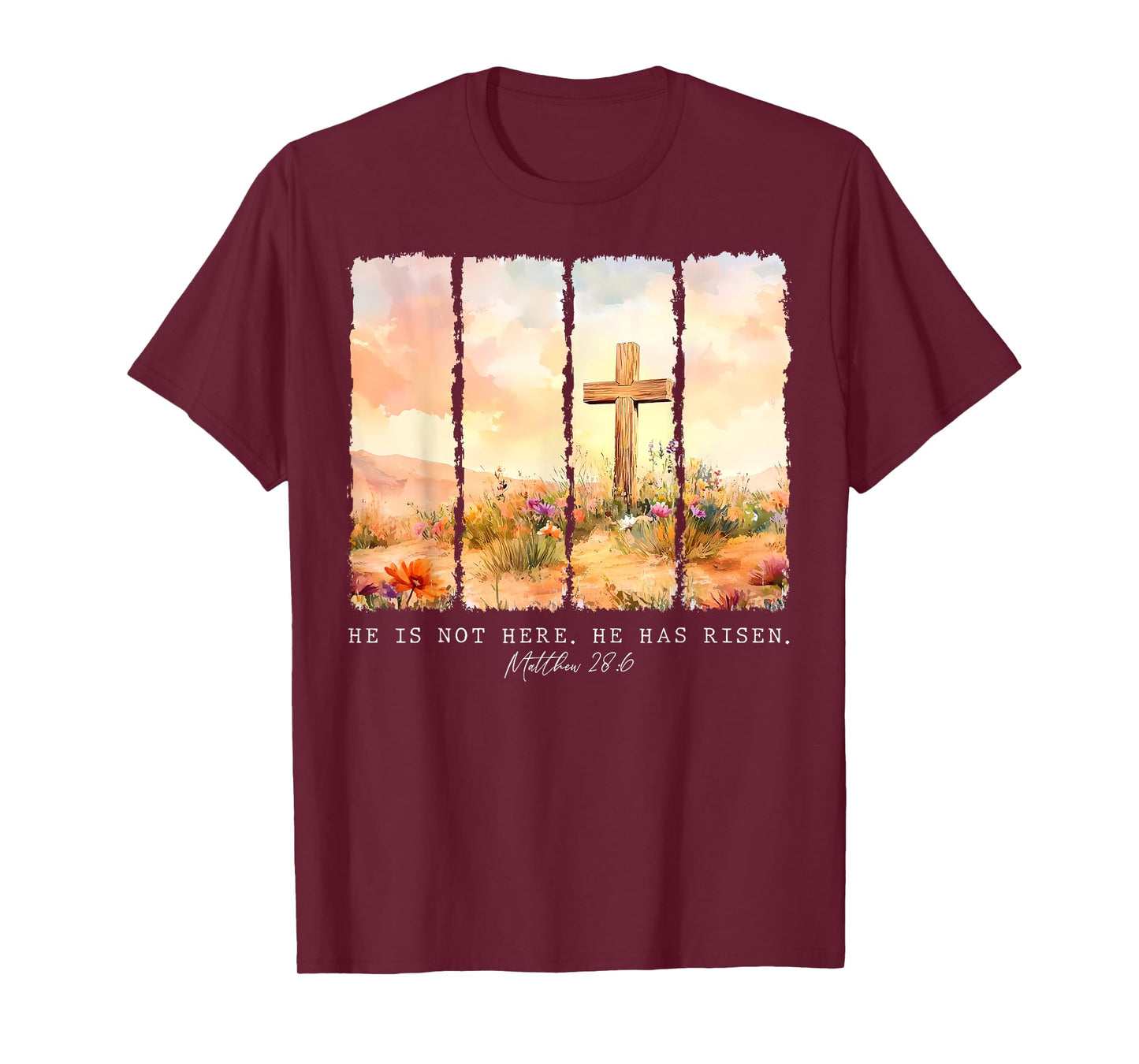 He Is Risen Christian Wildflower Happy Easter Women Girls T-Shirt