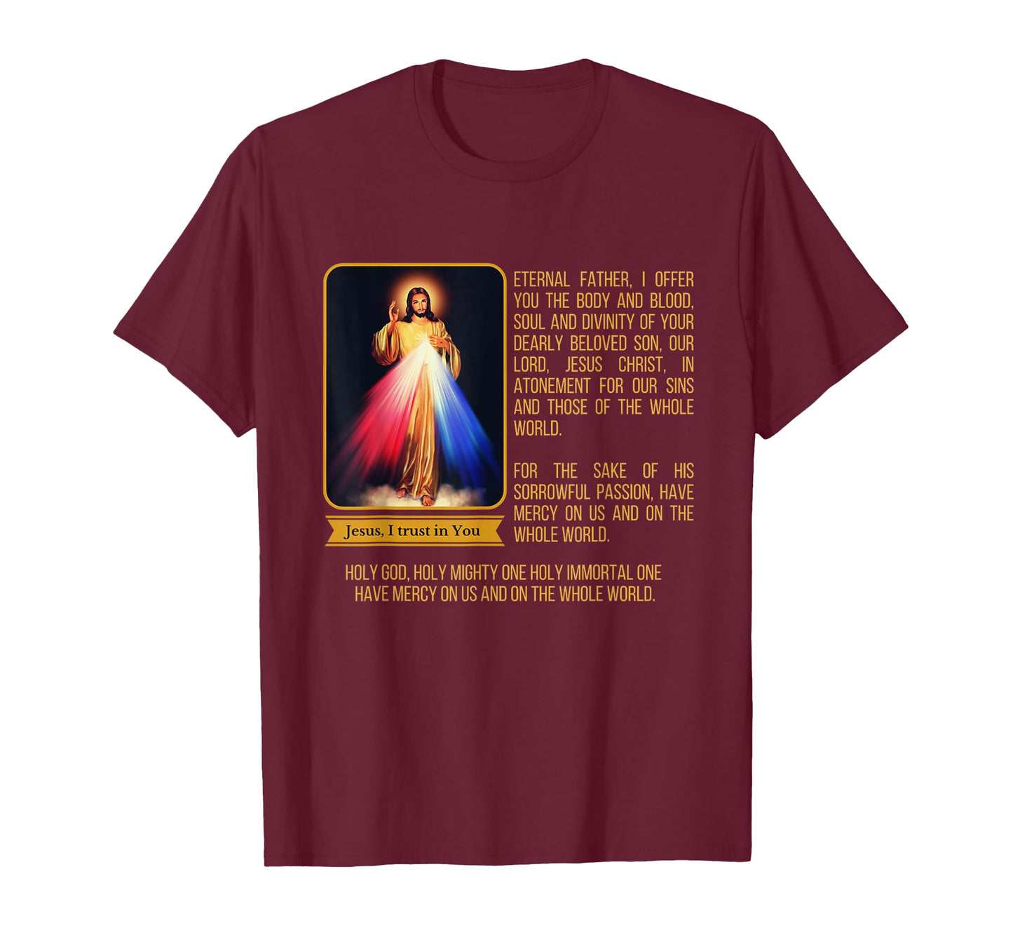 Divine Mercy Jesus Image Chaplet Novena Prayer Catholic T-Shirt