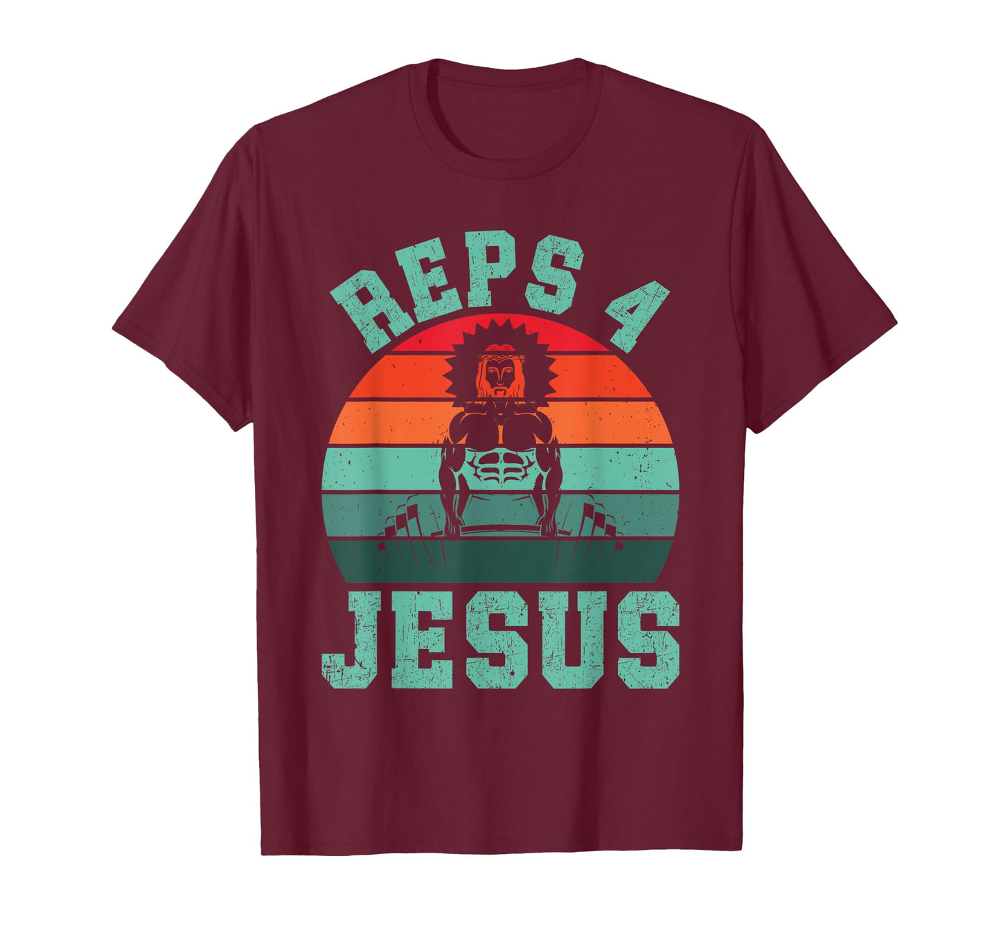 Jesus Reps 4 Jesus Christian Weightlifting Retro Fitness Gym T-Shirt