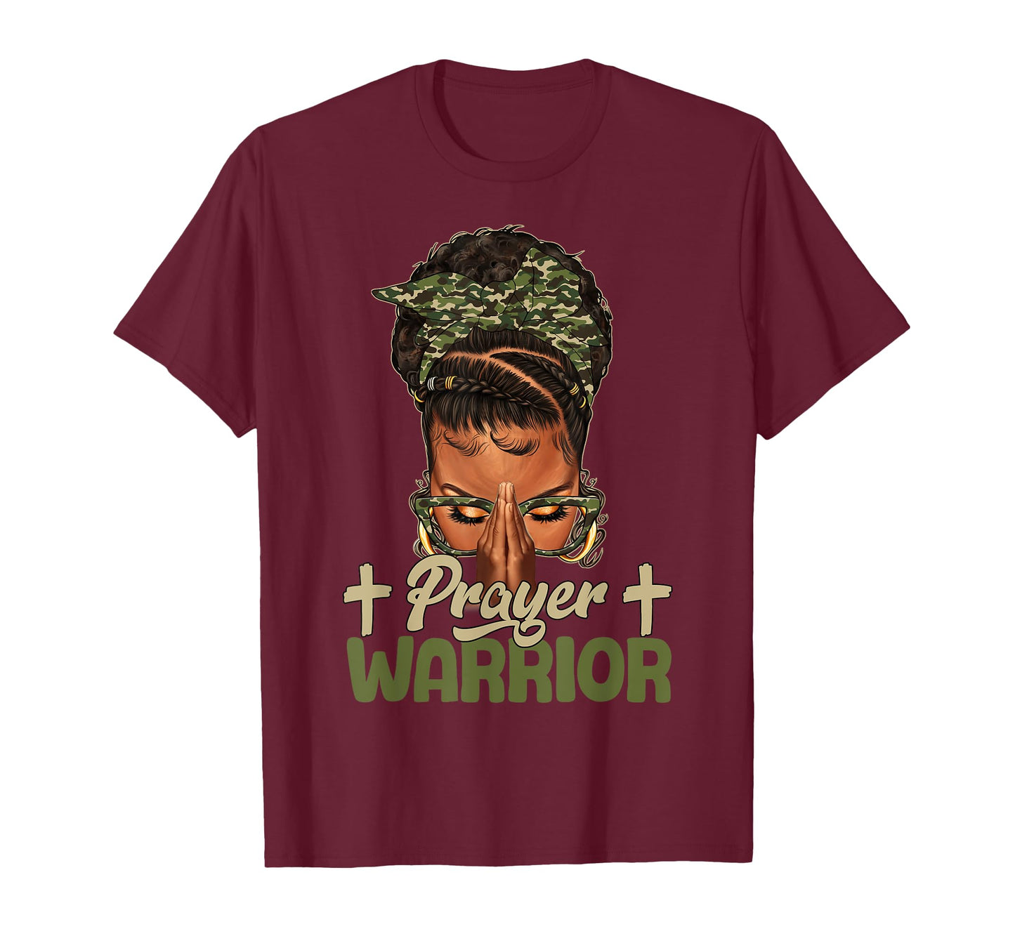 Sayings Prayer Warrior Black Woman Afro Christian Praying T-Shirt
