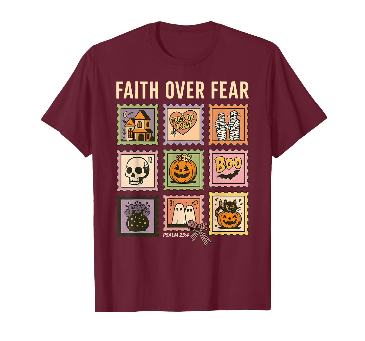 Faith Over Fear Christian Halloween Stamp Believers T-Shirt