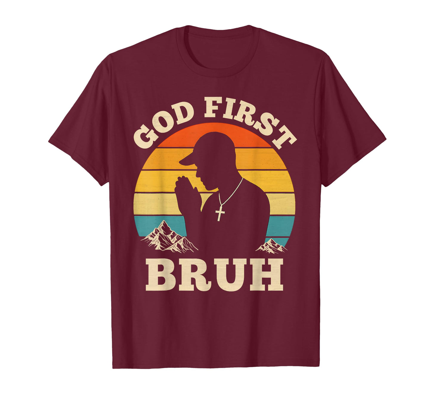 God First Bruh Vintage Hip Hop Christian Teenagers Praying T-Shirt